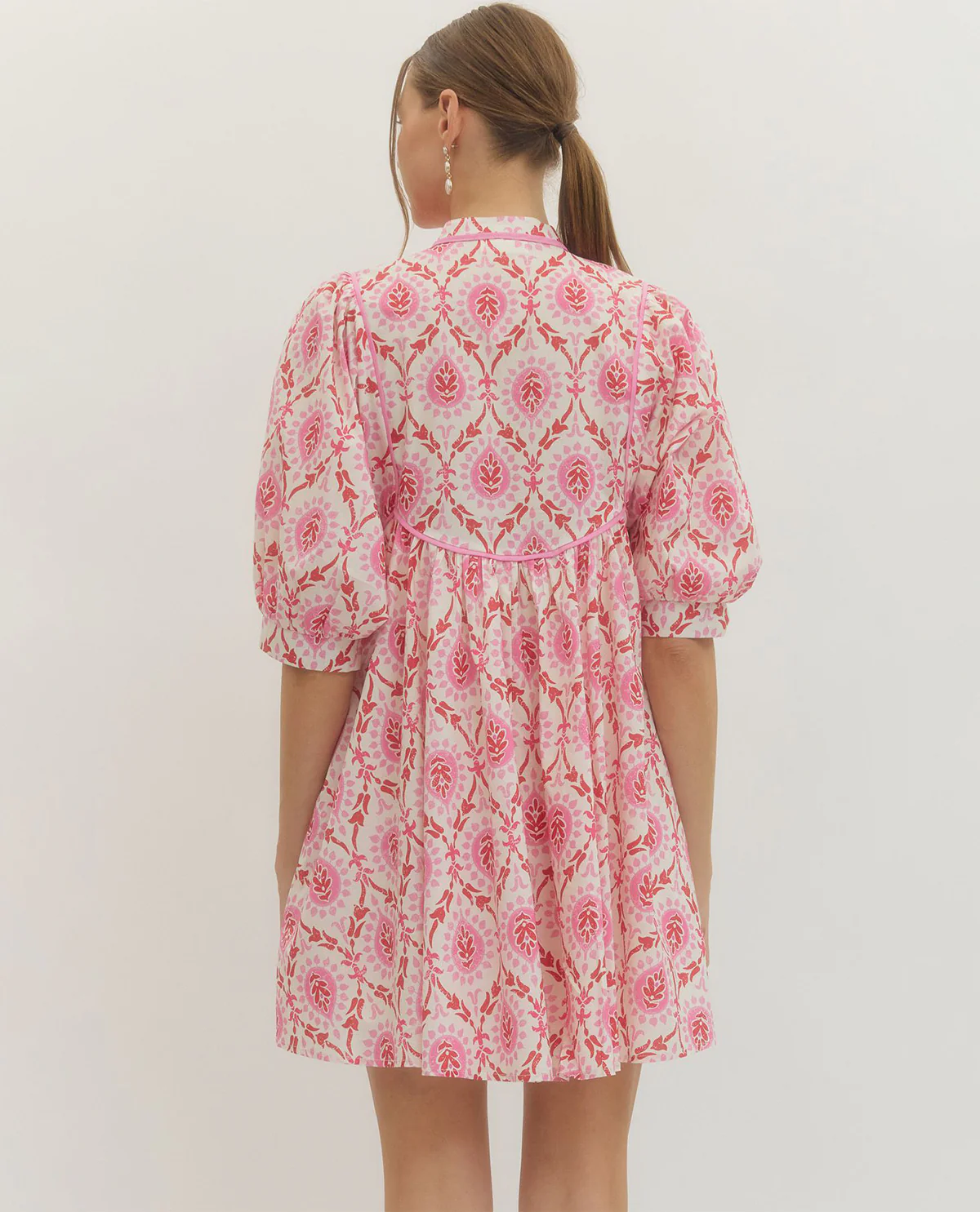 Entro Mix Print Dress Pink - Image 3