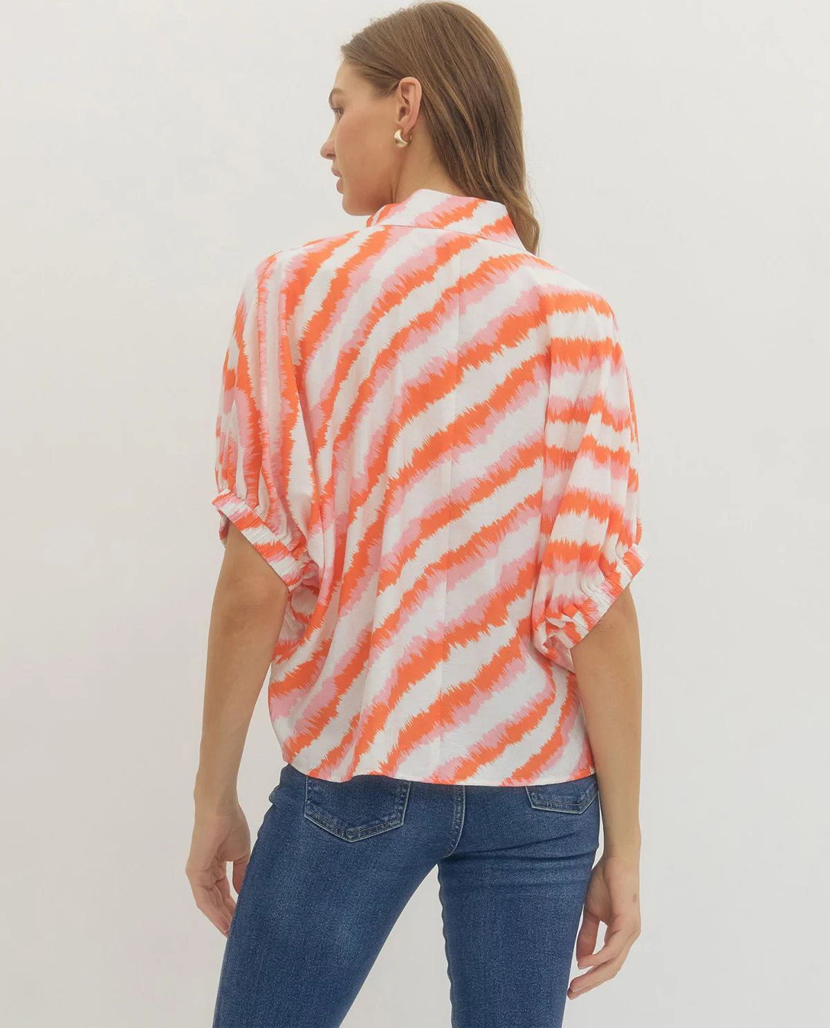 Entro Print Top With Multi-Color Solid Trim - Image 2