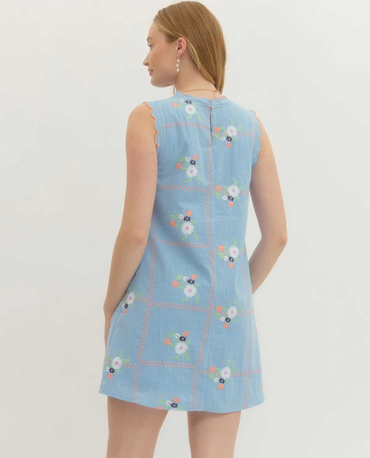 Entro Print Shift Dress Chambray - Image 2