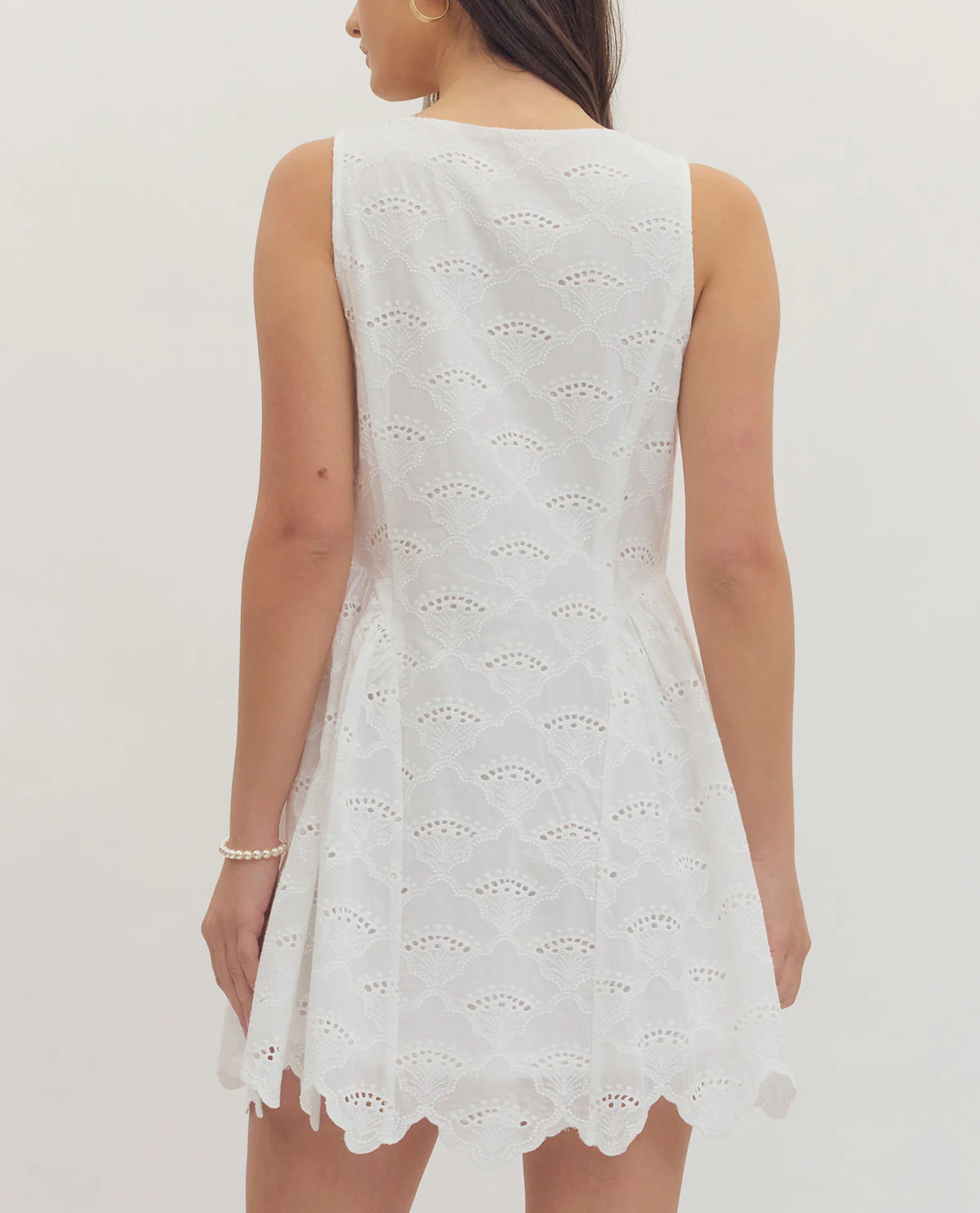 Entro Solid Eyelet Button Down Dress Off White - Image 2