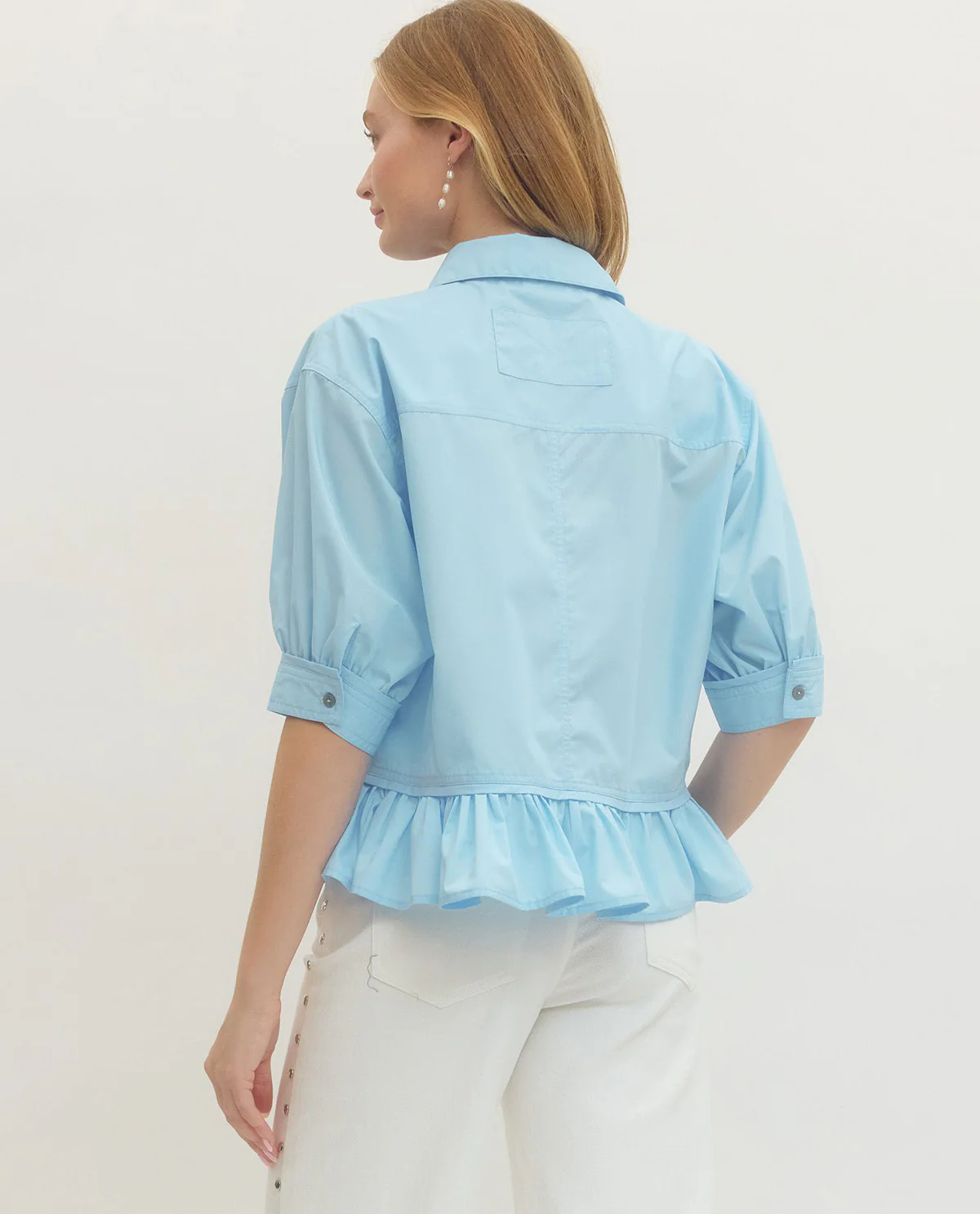 Entro Solid Ruffle Hem Top - Image 4