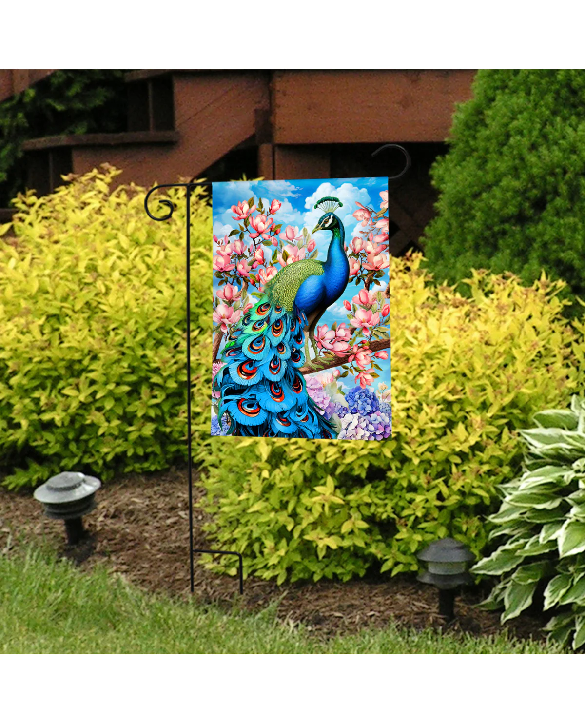 Fancy Peacock Garden Flag - Image 2