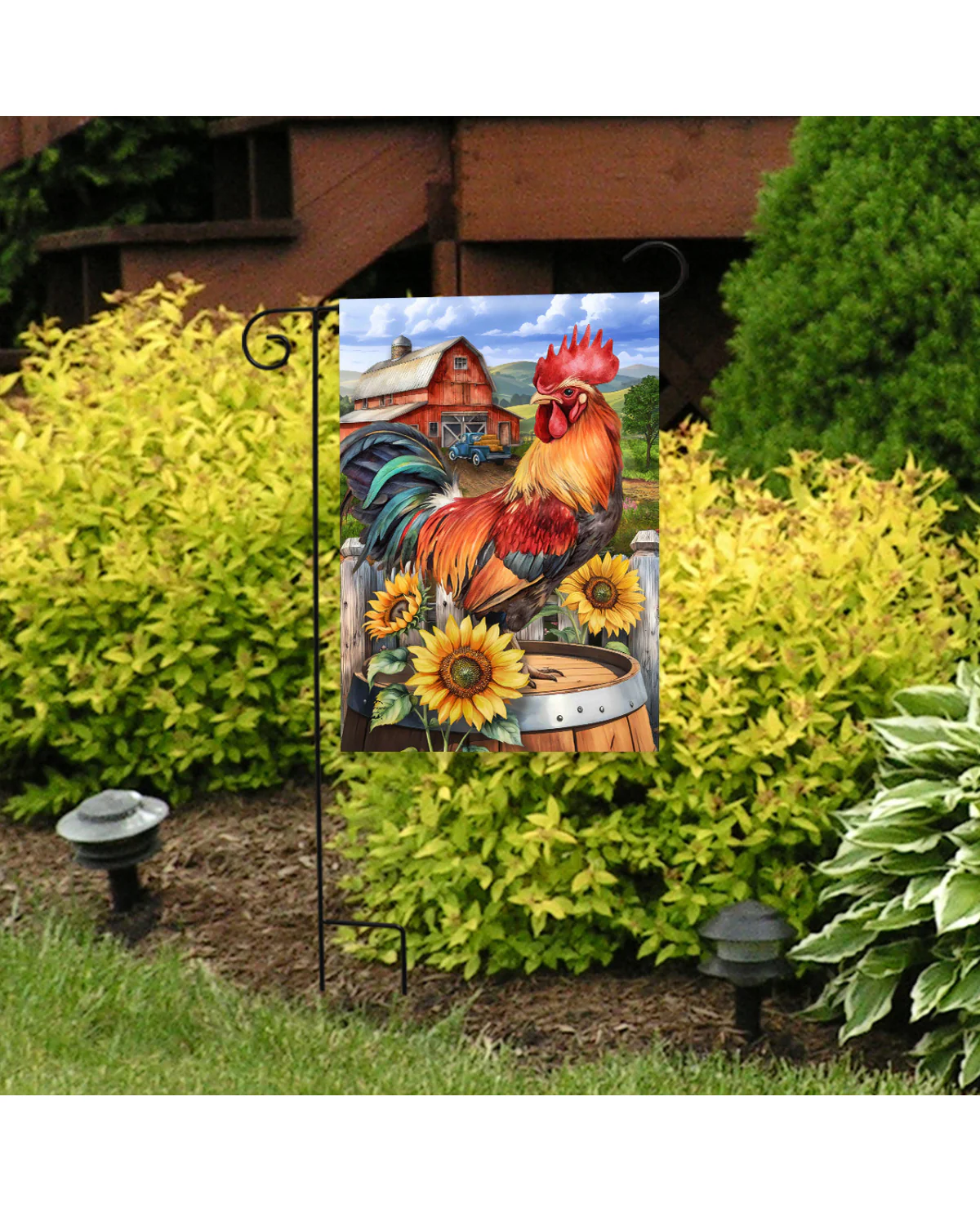 Farmyard Rooster Garden Flag - Image 2