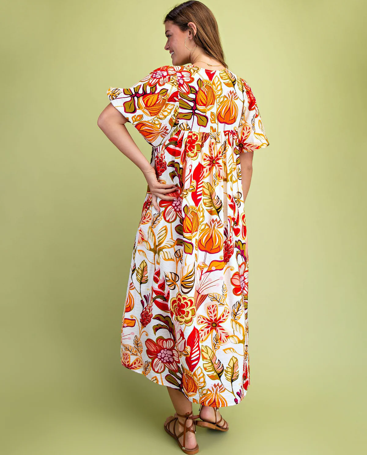Gigio Floral Dress With Tie Neck - Image 3