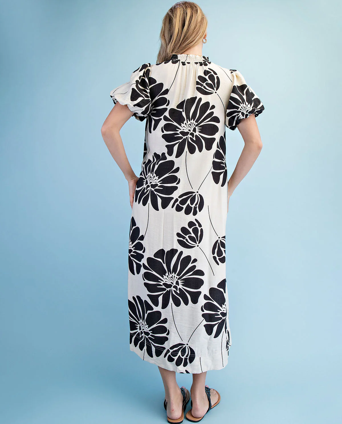 Gigio Floral Print Button Down Dress Black - Image 3