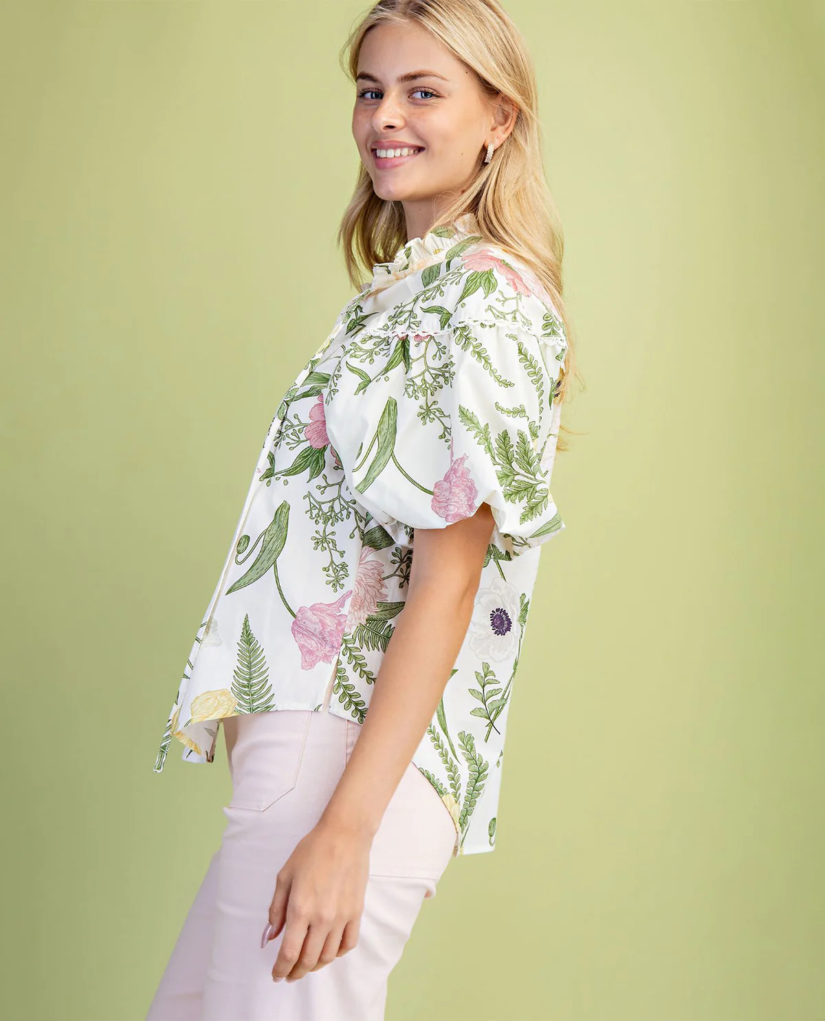 Gigio Flower Print Top Off White - Image 2