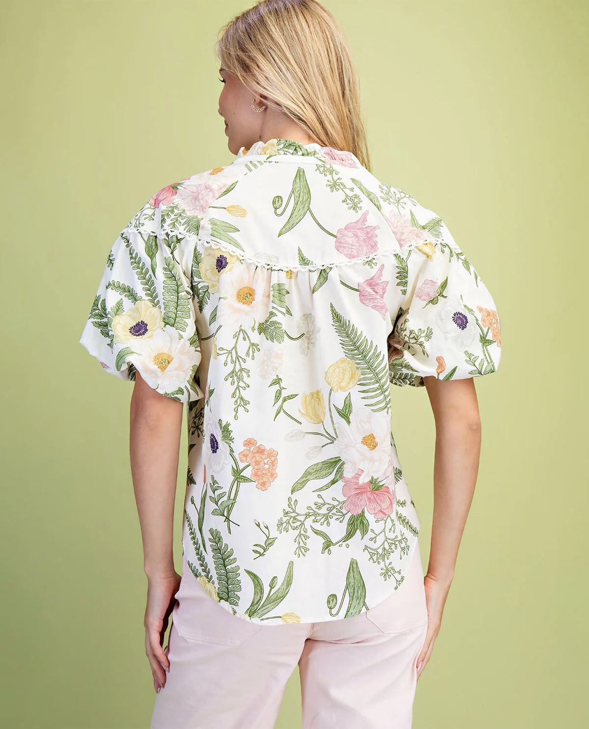 Gigio Flower Print Top Off White - Image 4