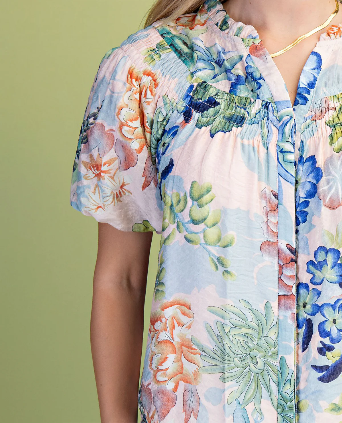 Gigio Print Button Down Top Forest Mix - Image 2