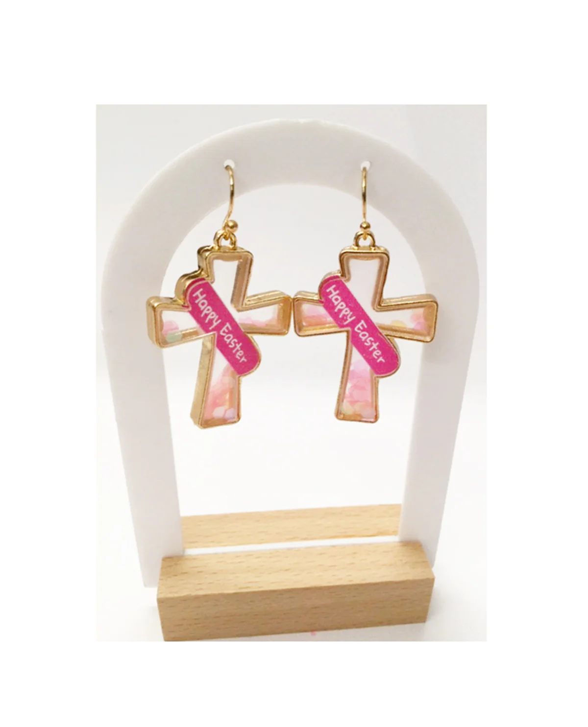 Happy Easter Cross Earrings - Image 3