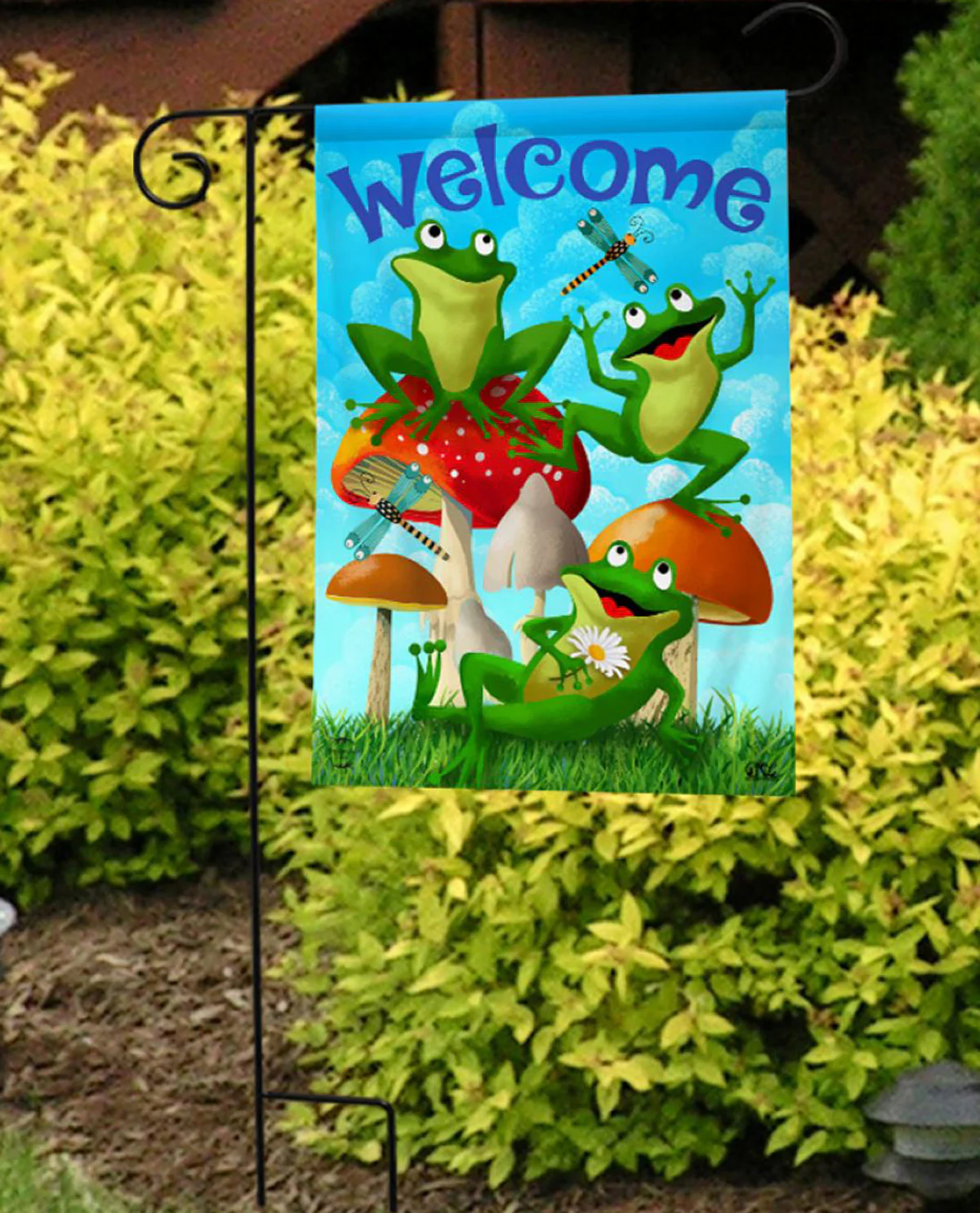 Happy Frogs Garden Flag - Image 2