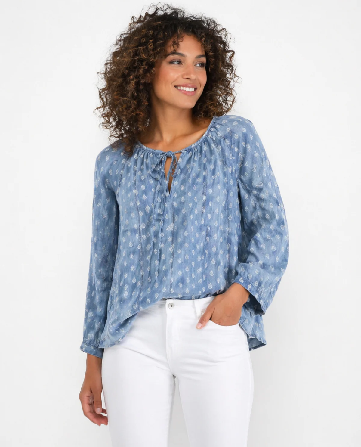 Hope & Harlow Print Tencel Woven Top - Image 2