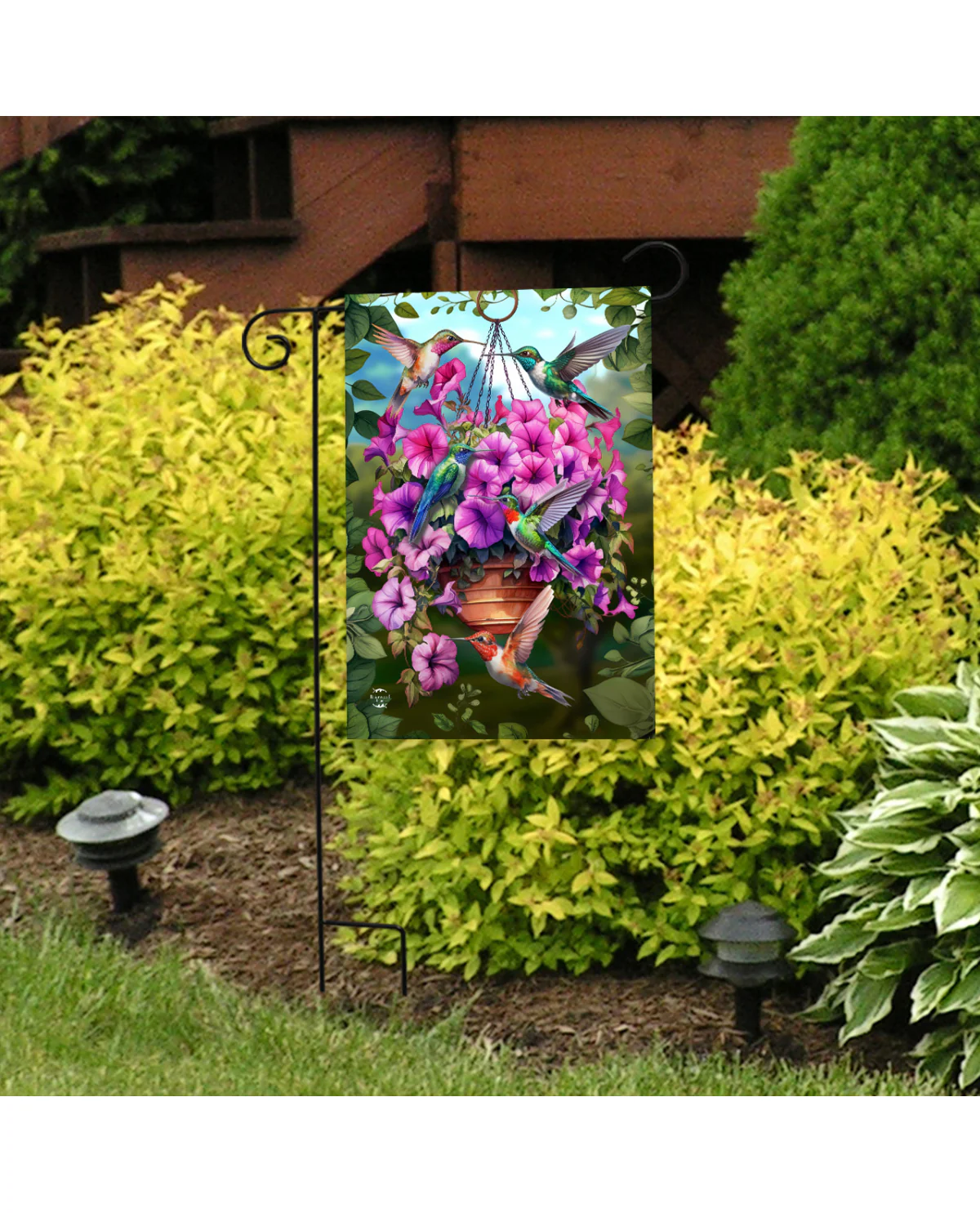 Hummingbirds And Petunias Garden Flag - Image 2