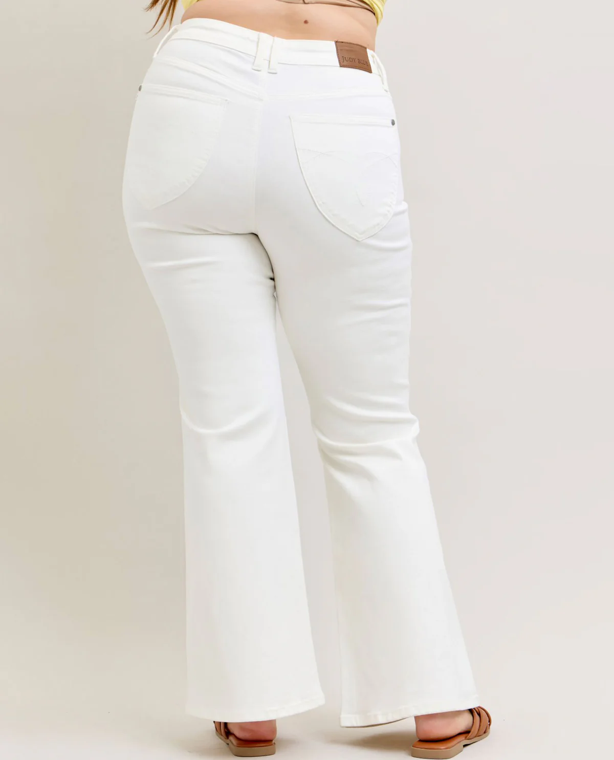 Judy Blue White Denim High Waist Tummy Control Flare - Image 3