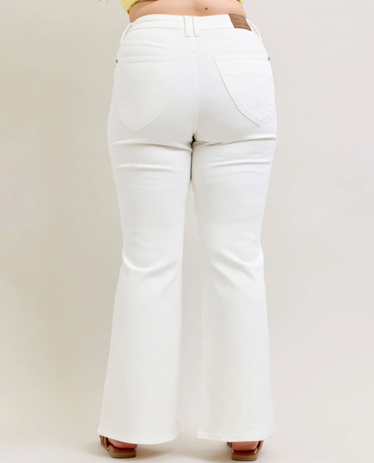 Judy Blue White Denim High Waist Tummy Control Flare - Image 4