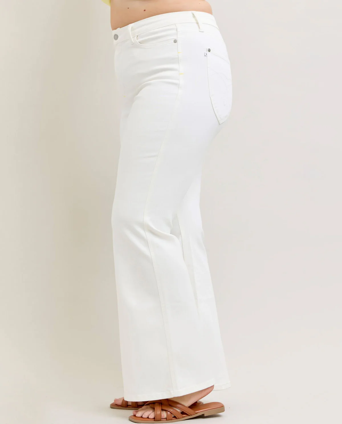 Judy Blue White Denim High Waist Tummy Control Flare - Image 5