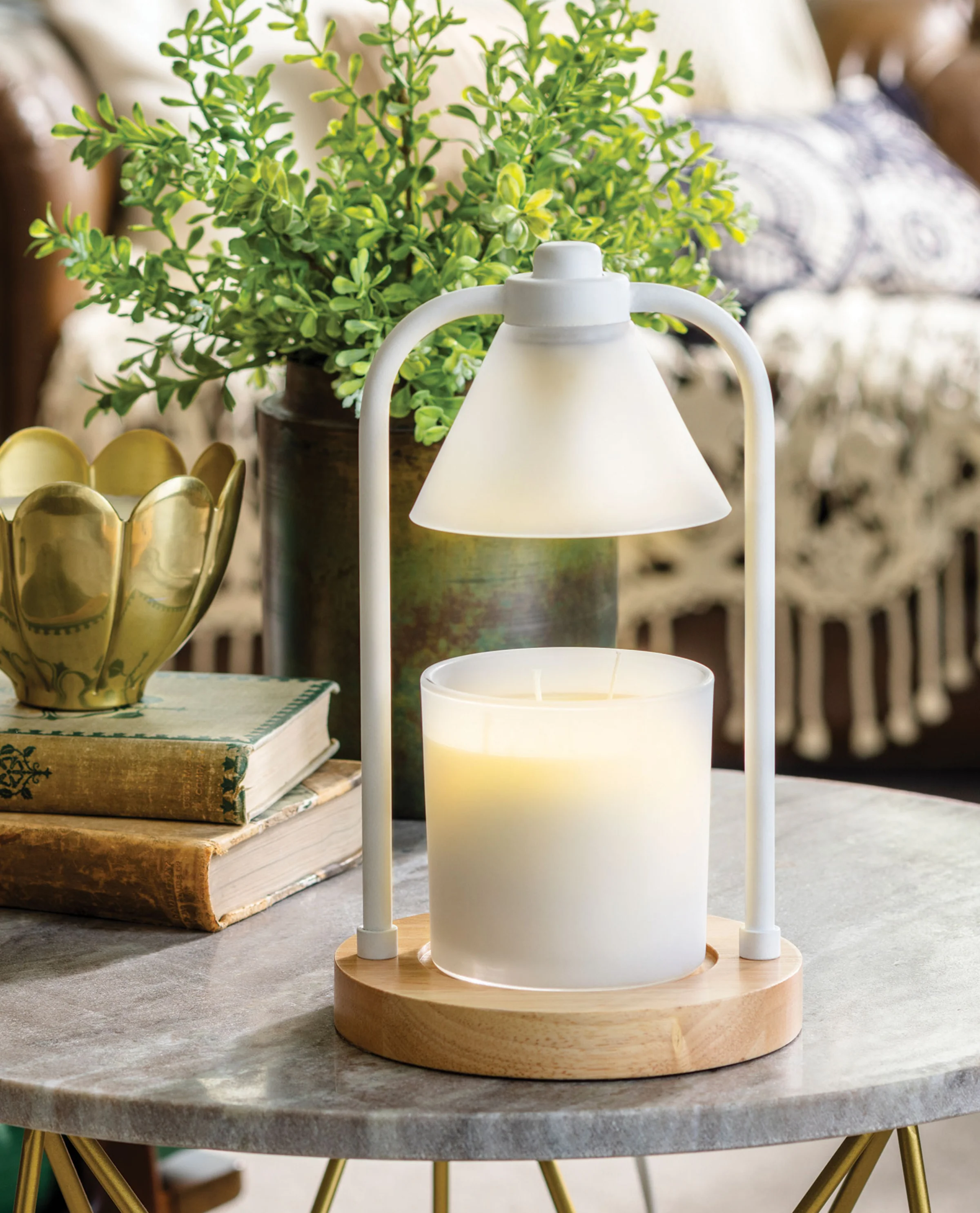 White Pendant Candle Warmer Lantern - Image 2