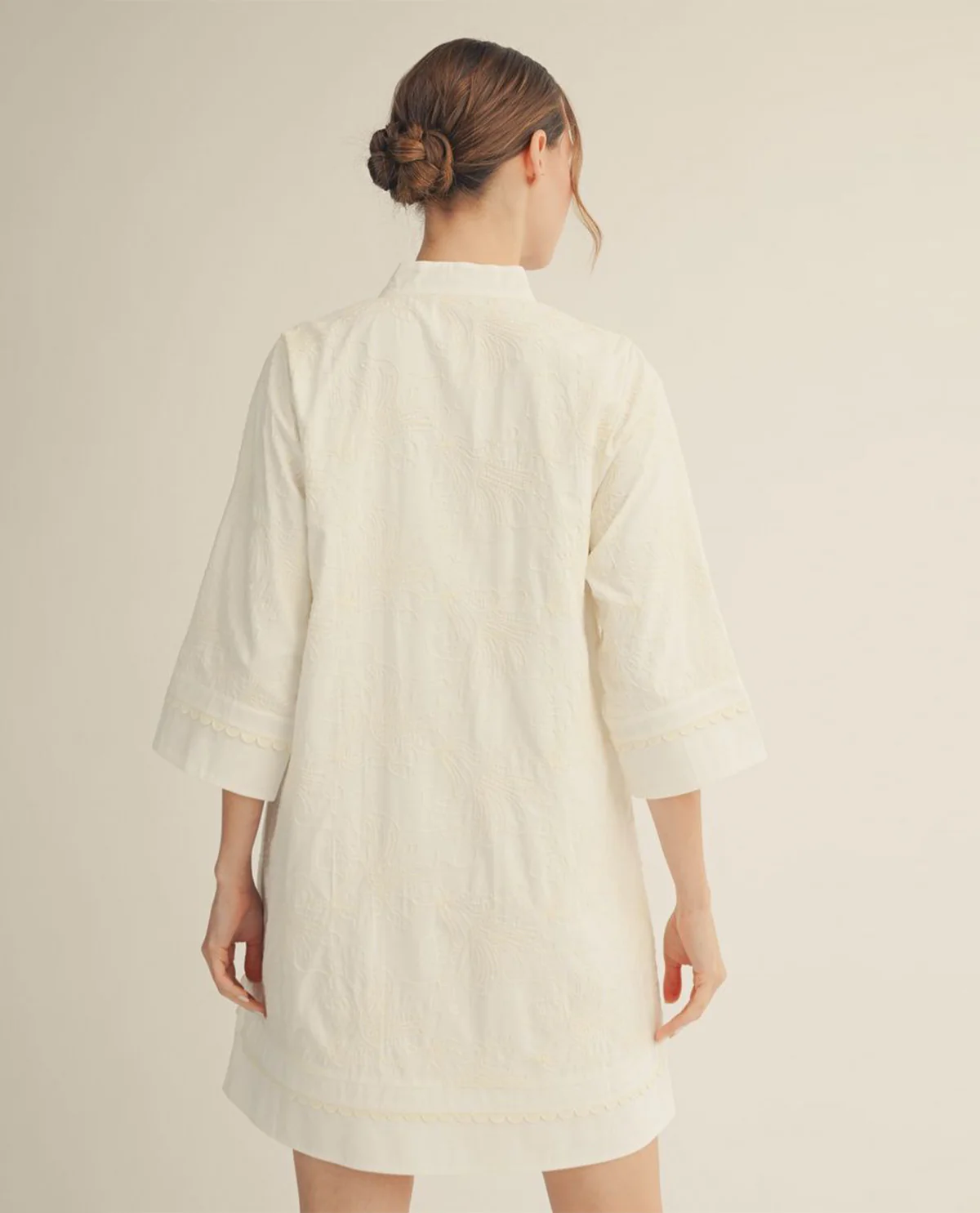 Jodifl 3D Embroidery Shift Dress Off White - Image 2