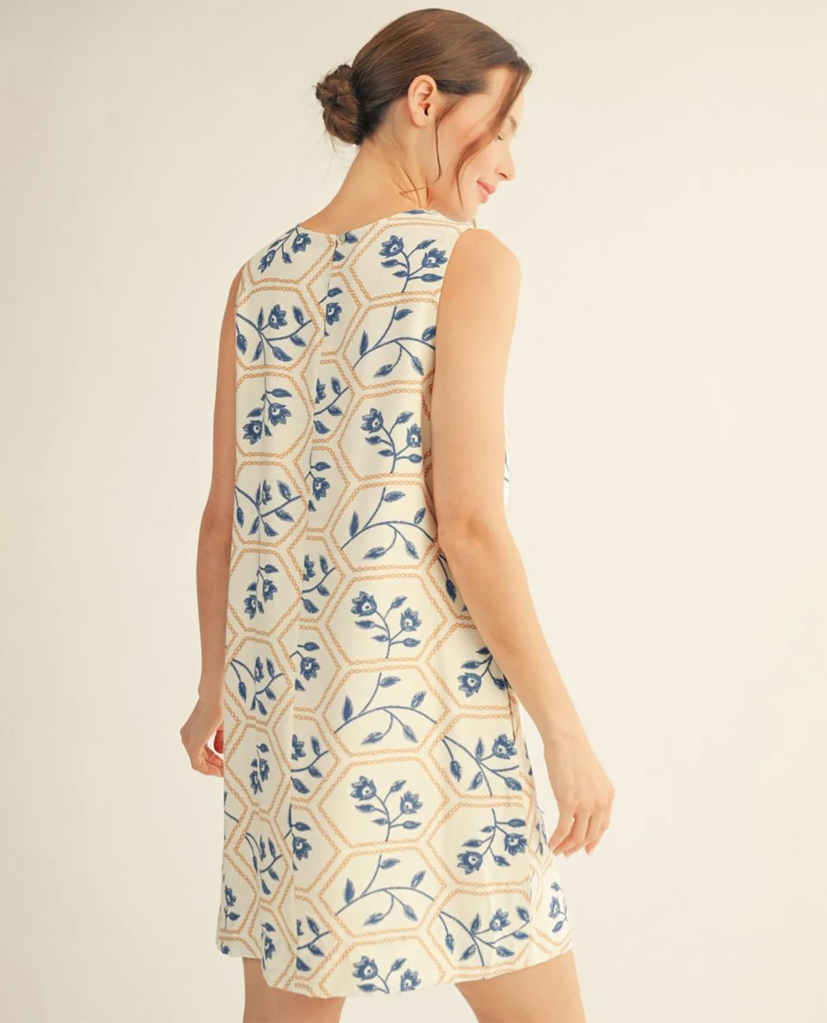 Jodifl Floral Embroidered Shift Dress Blue - Image 2