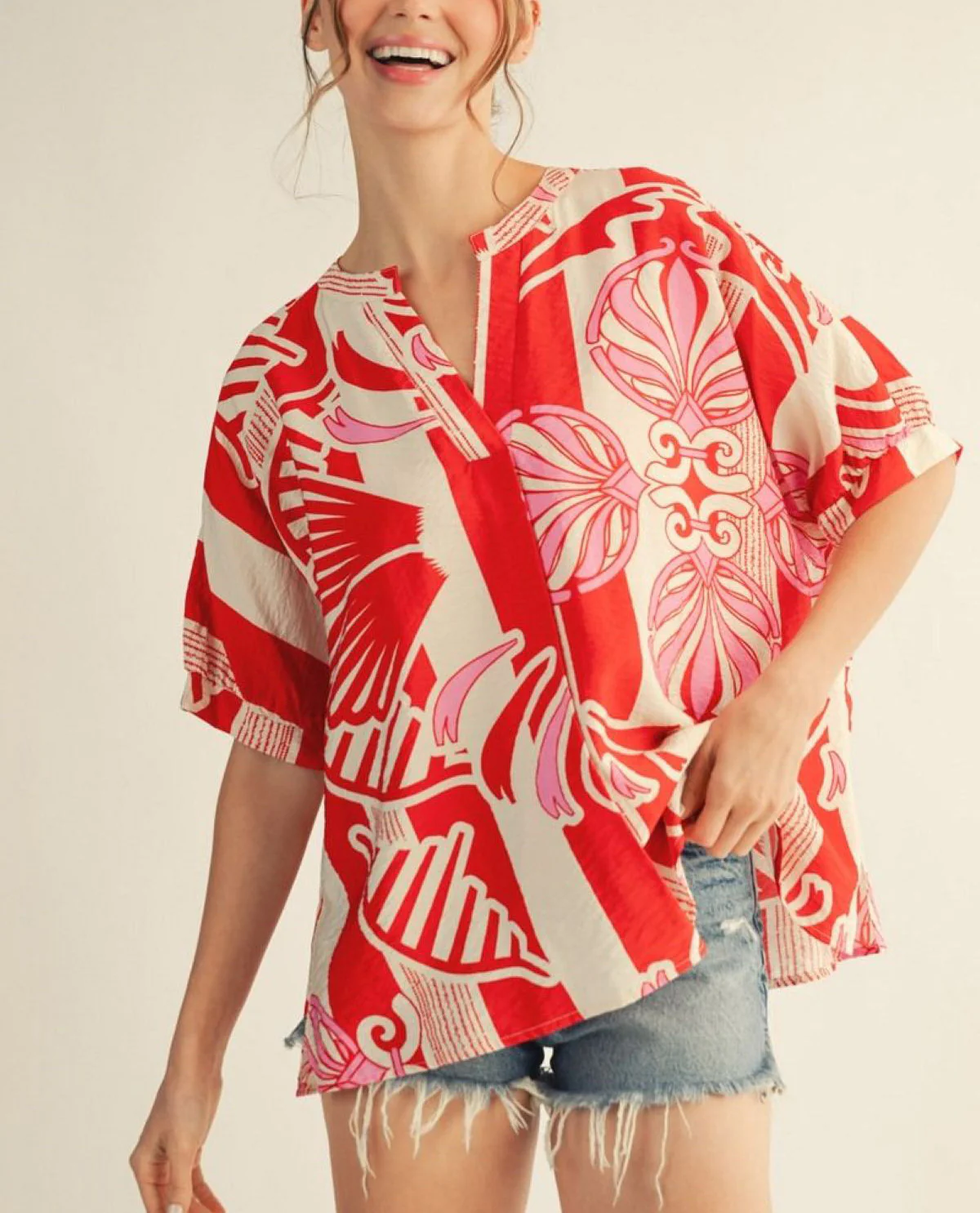 Jodifl Boho Print Loose Fit Top - Image 2