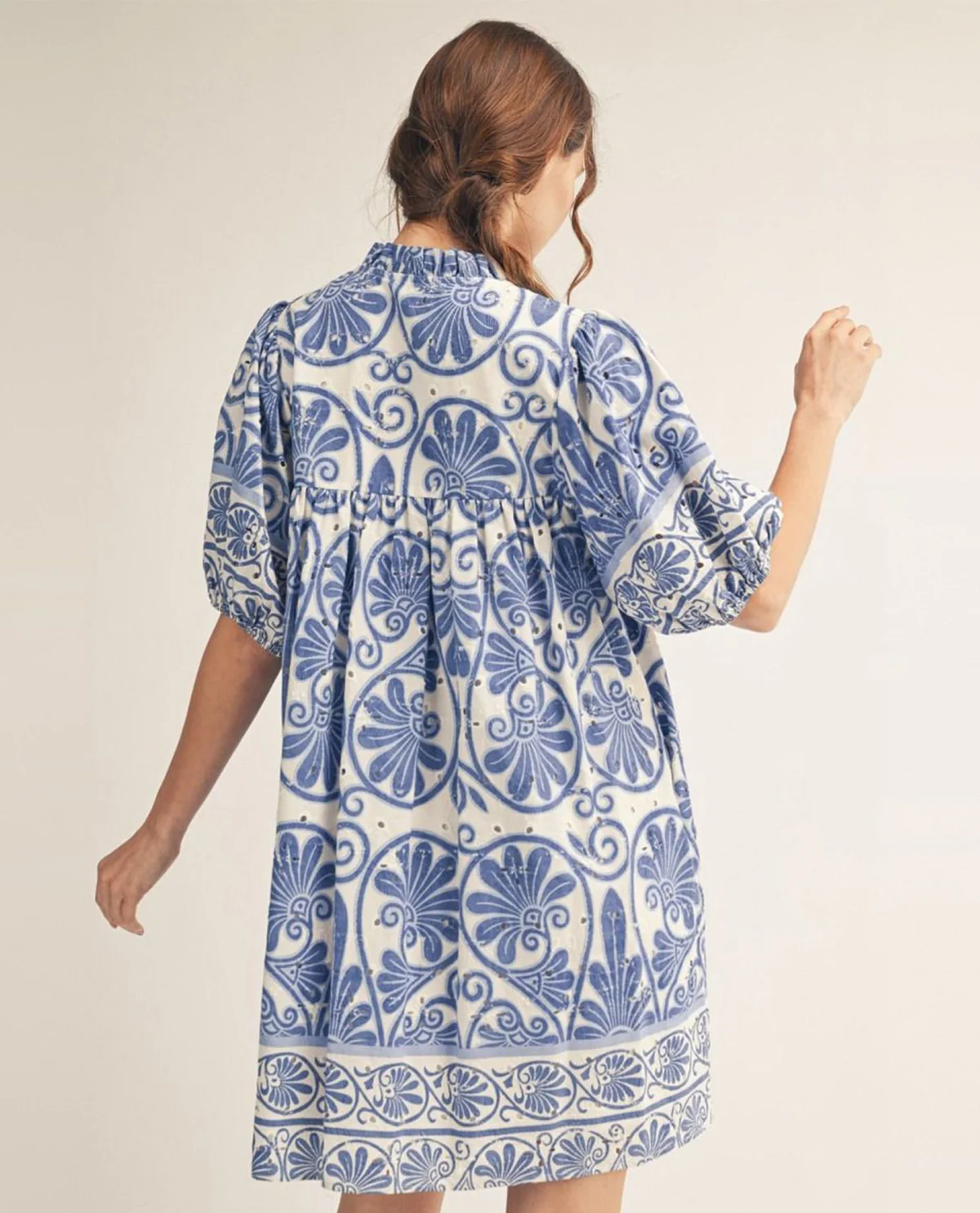 Jodifl Print Dress With Cuff Sleeves Blue - Image 2