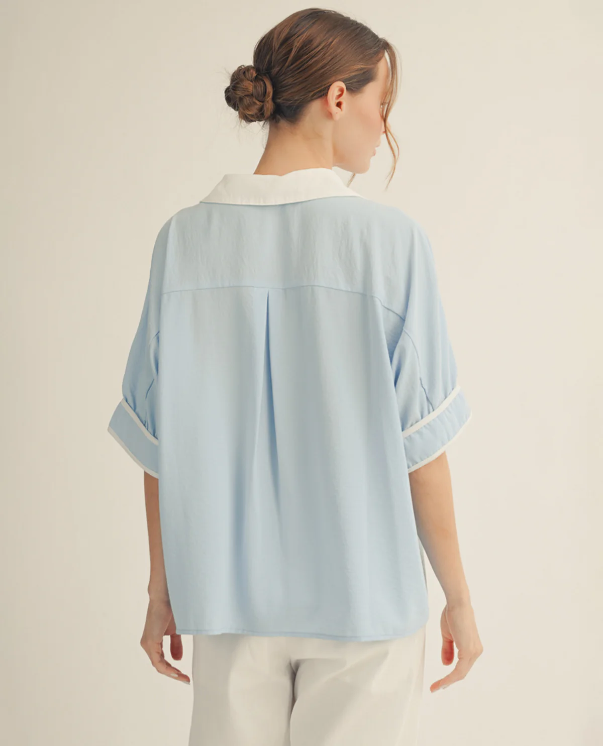 Jodifl Solid Collar Dolman With Contrast Trim Blue - Image 2
