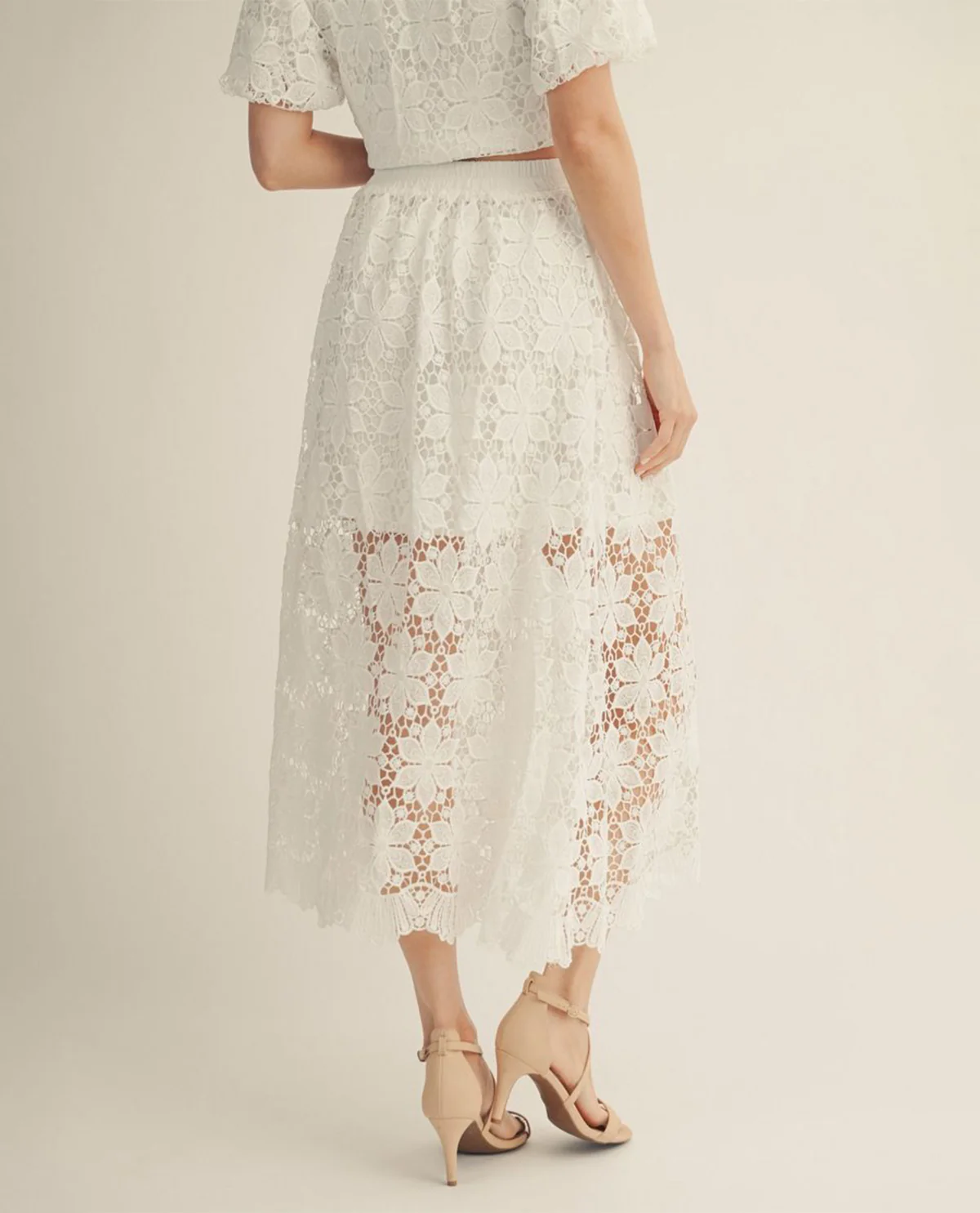 Jodifl Solid Lace Skirt Off White - Image 2