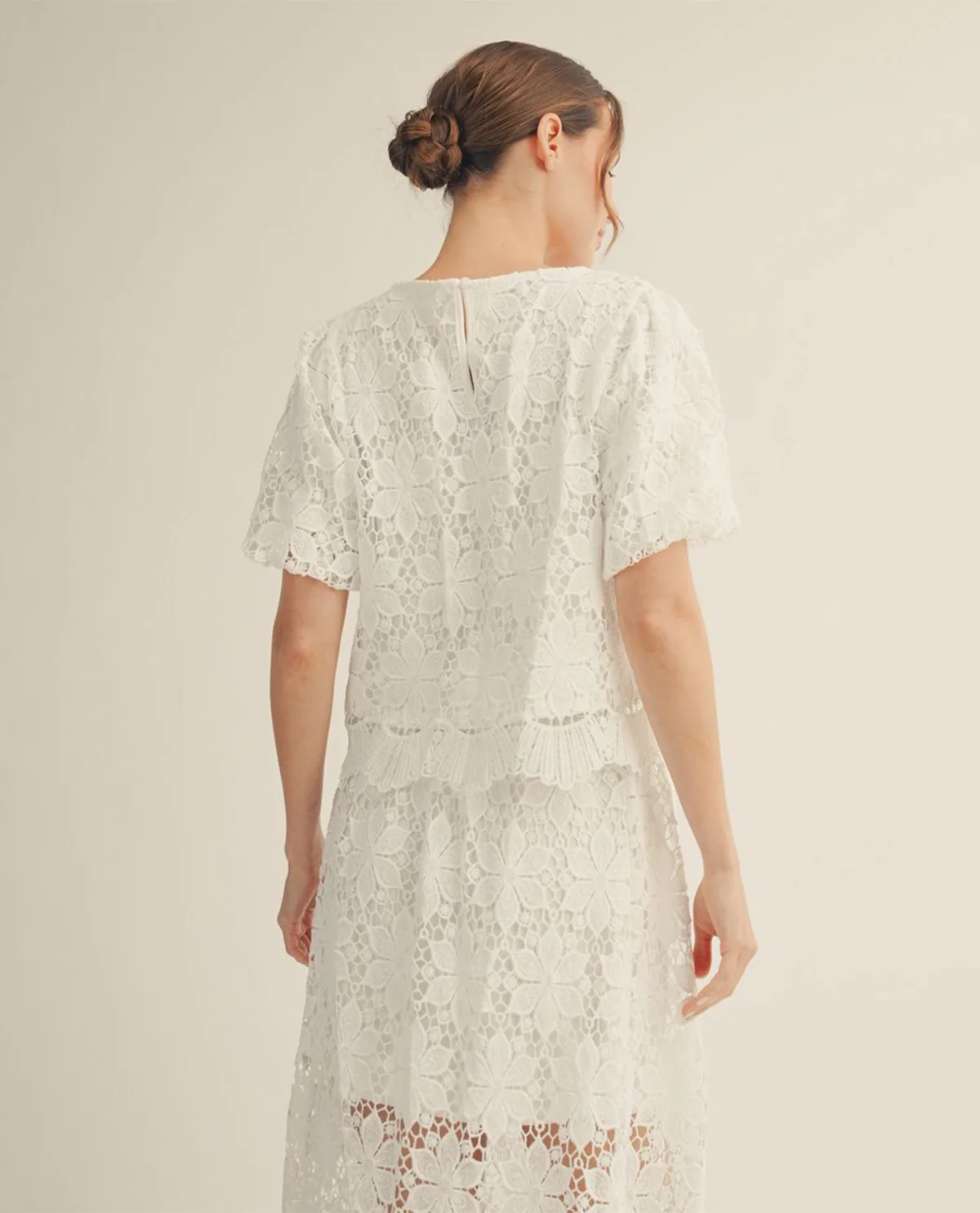Jodifl Solid Scalloped Lace Top Off White - Image 2