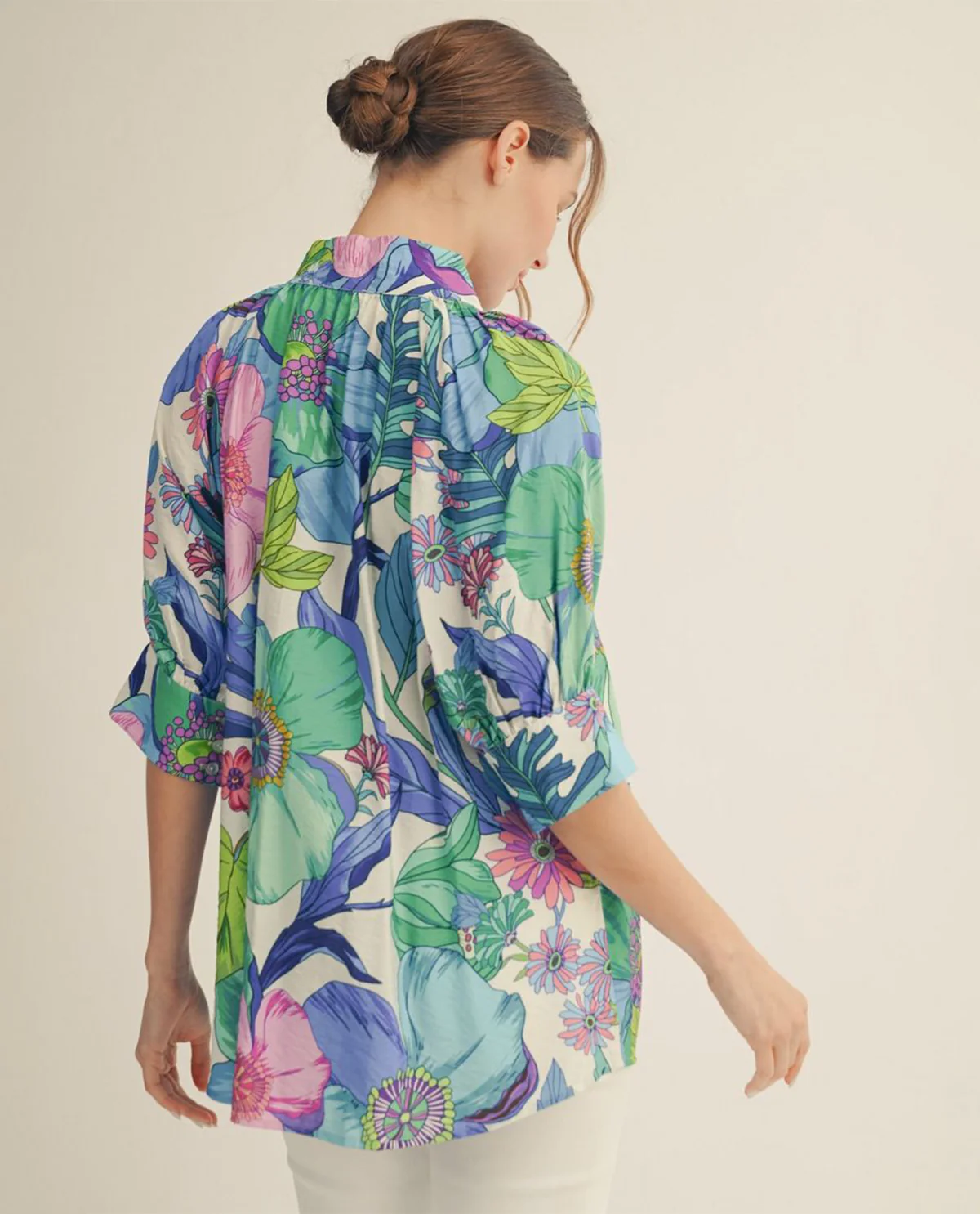 Jodifl Standing Neckline Floral Print Top - Image 2