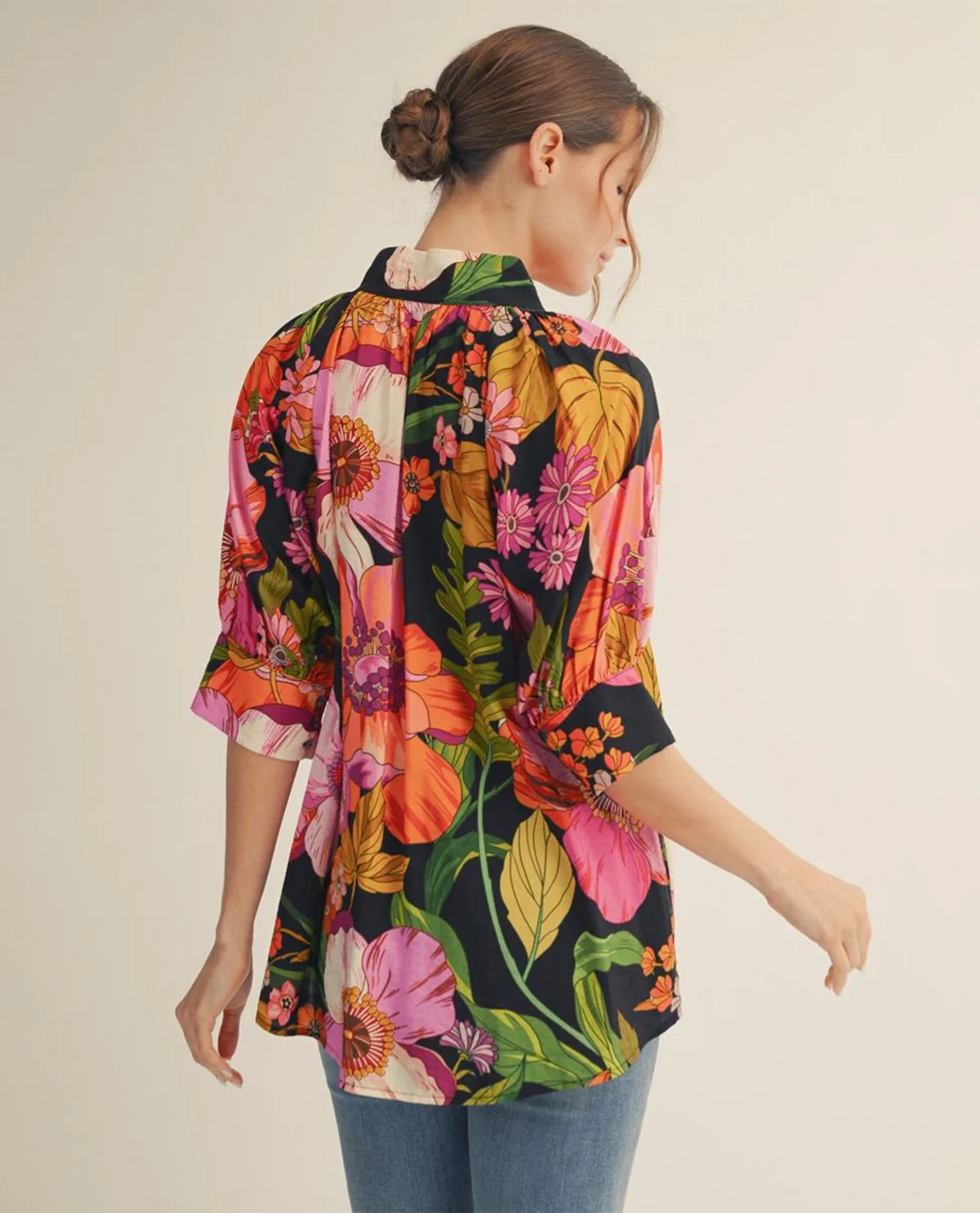 Jodifl Standing Neckline Floral Print Top - Image 4