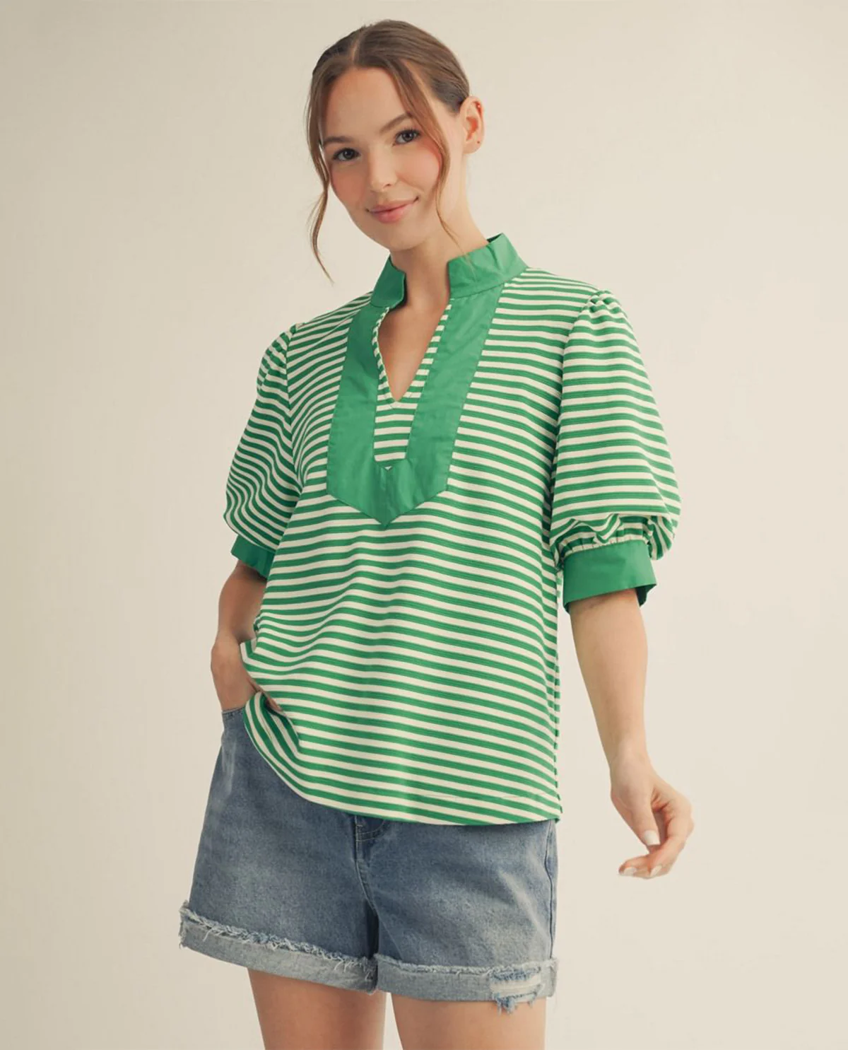 Jodifl Stripe Top With Solid Contrast Trim - Image 4