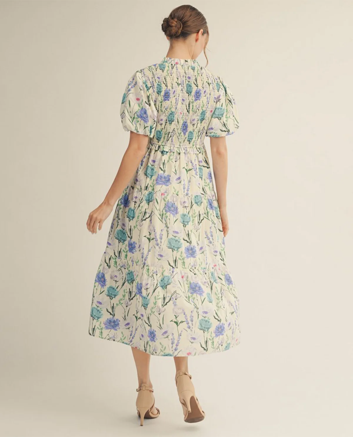 Jodifl Tiered Floral Midi Dress Blue - Image 2