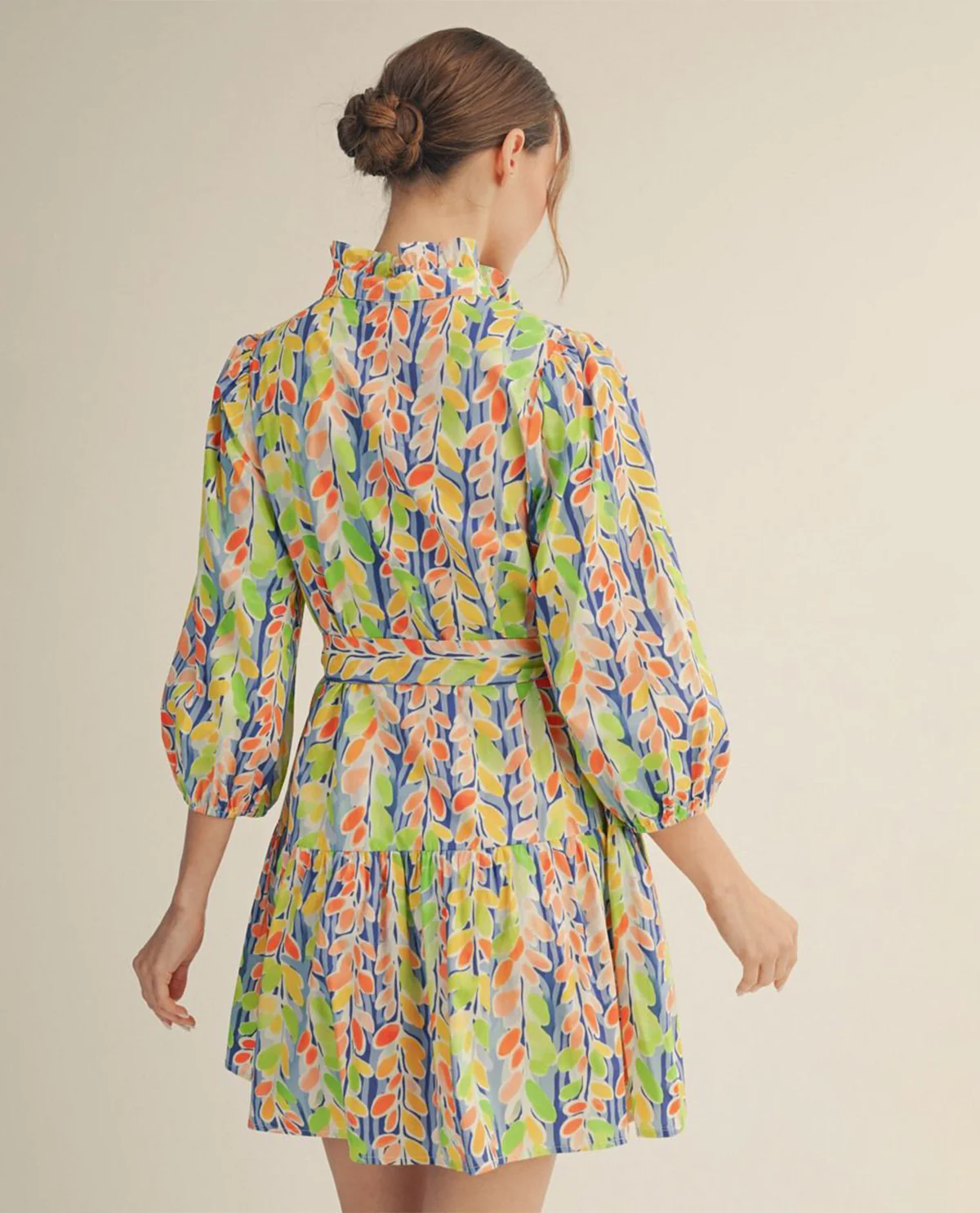 Jodifl Tiered Vibrant Floral Dress With Waist Tie Royal - Image 2