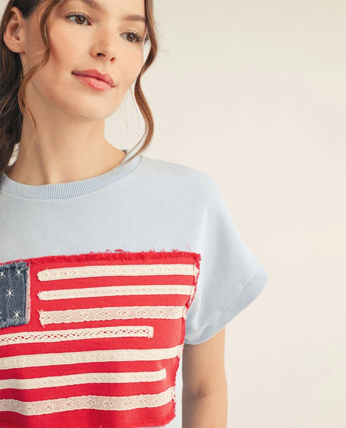 Jodifl Top With Patchwork Flag Blue - Image 2