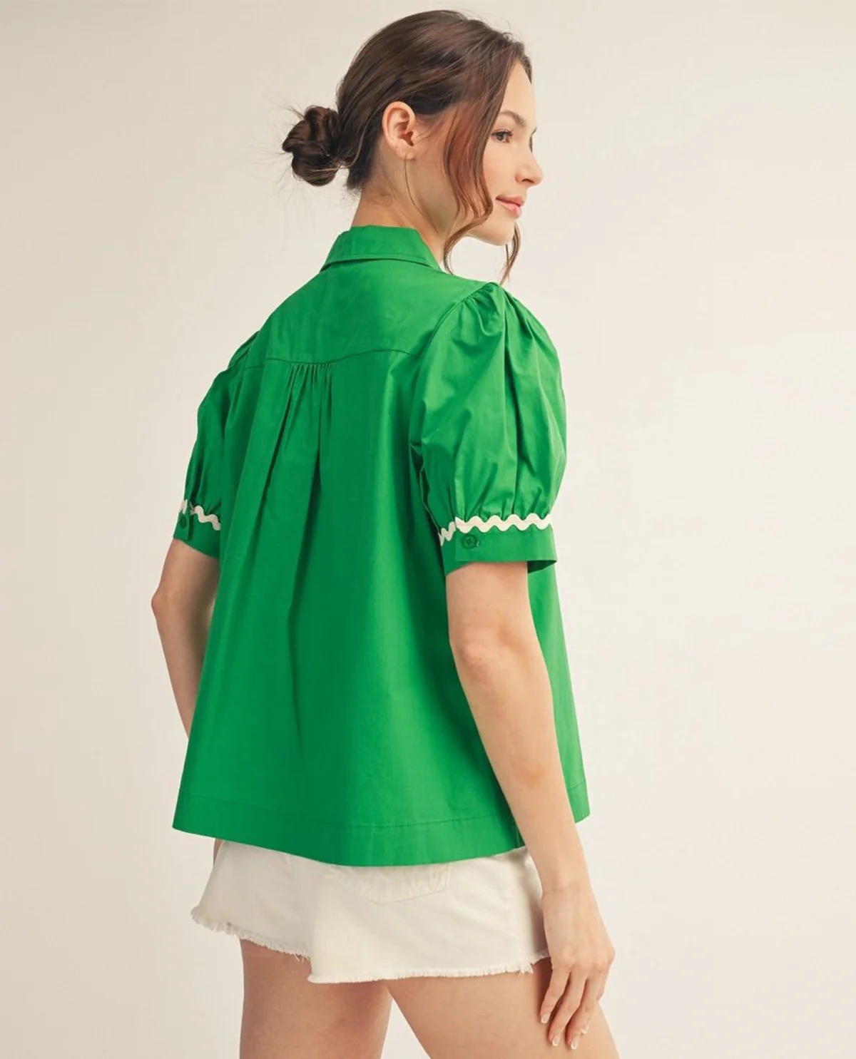 Jodifl Solid Collar Top With Ric Rak Trim - Image 2