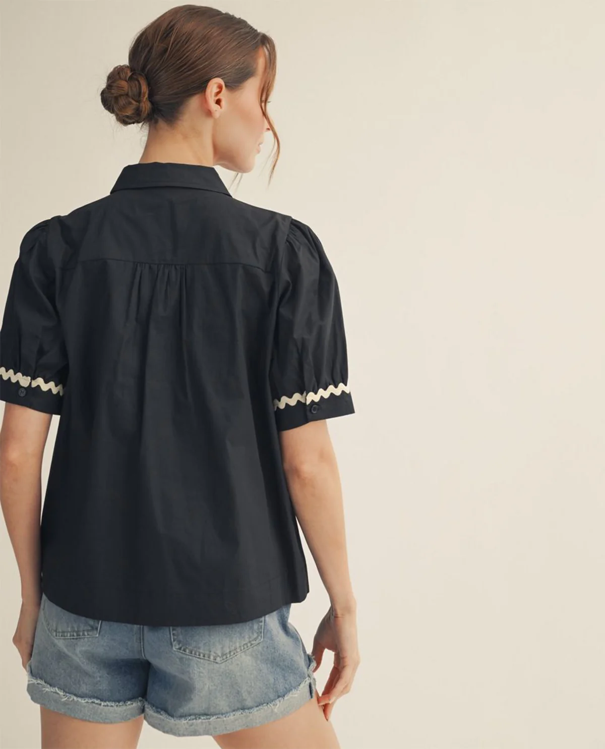 Jodifl Solid Collar Top With Ric Rak Trim - Image 4