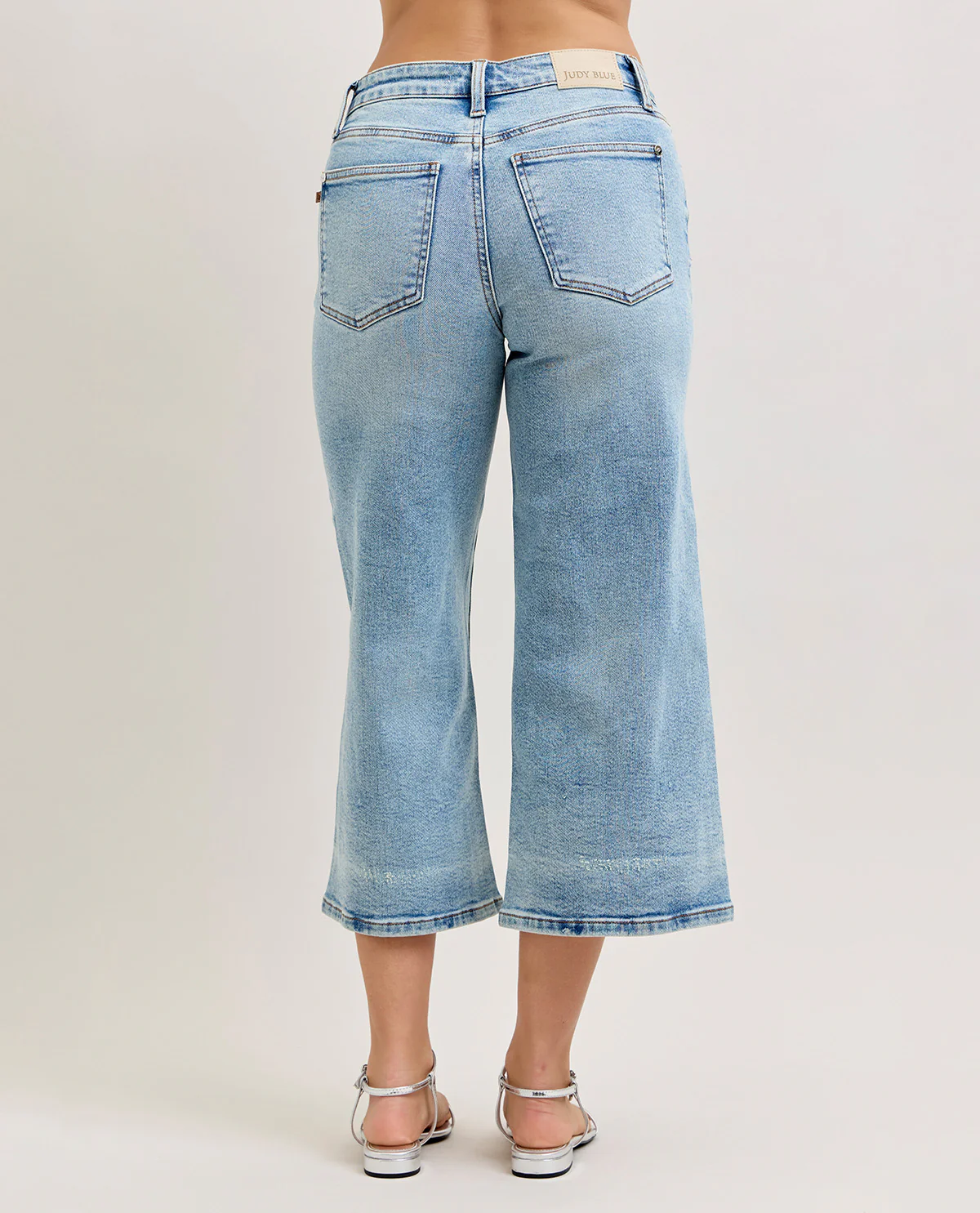 Judy Blue Wide Crop Jeans Medium Wash - Image 4