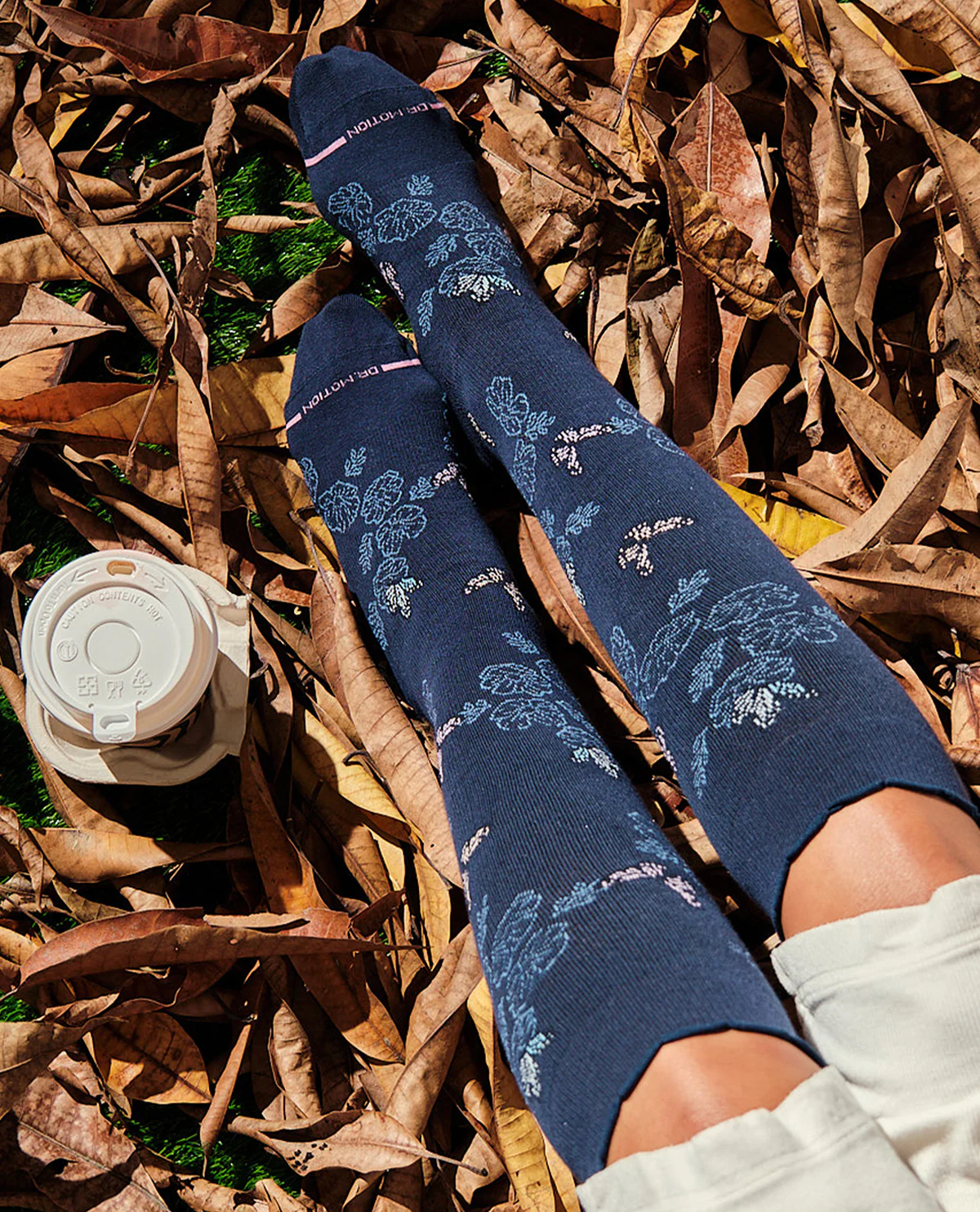 Dr. Motion Whims Butterflies Knee High Compression Socks Navy - Image 2