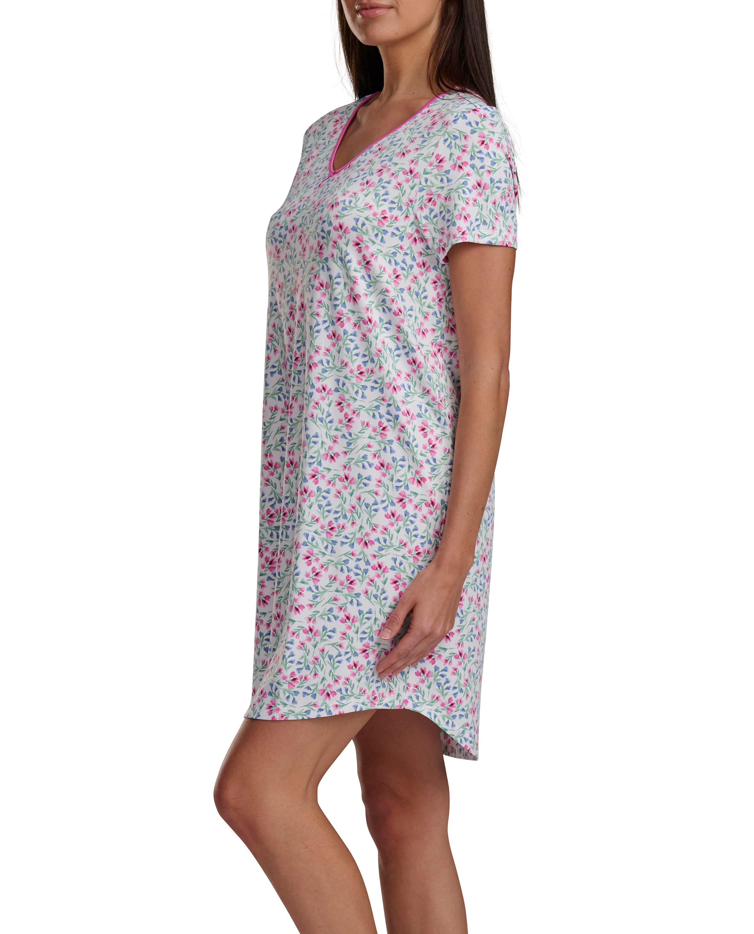 Karen Neuburger Short Sleeve Sheer Bow Sleepdress - Image 3