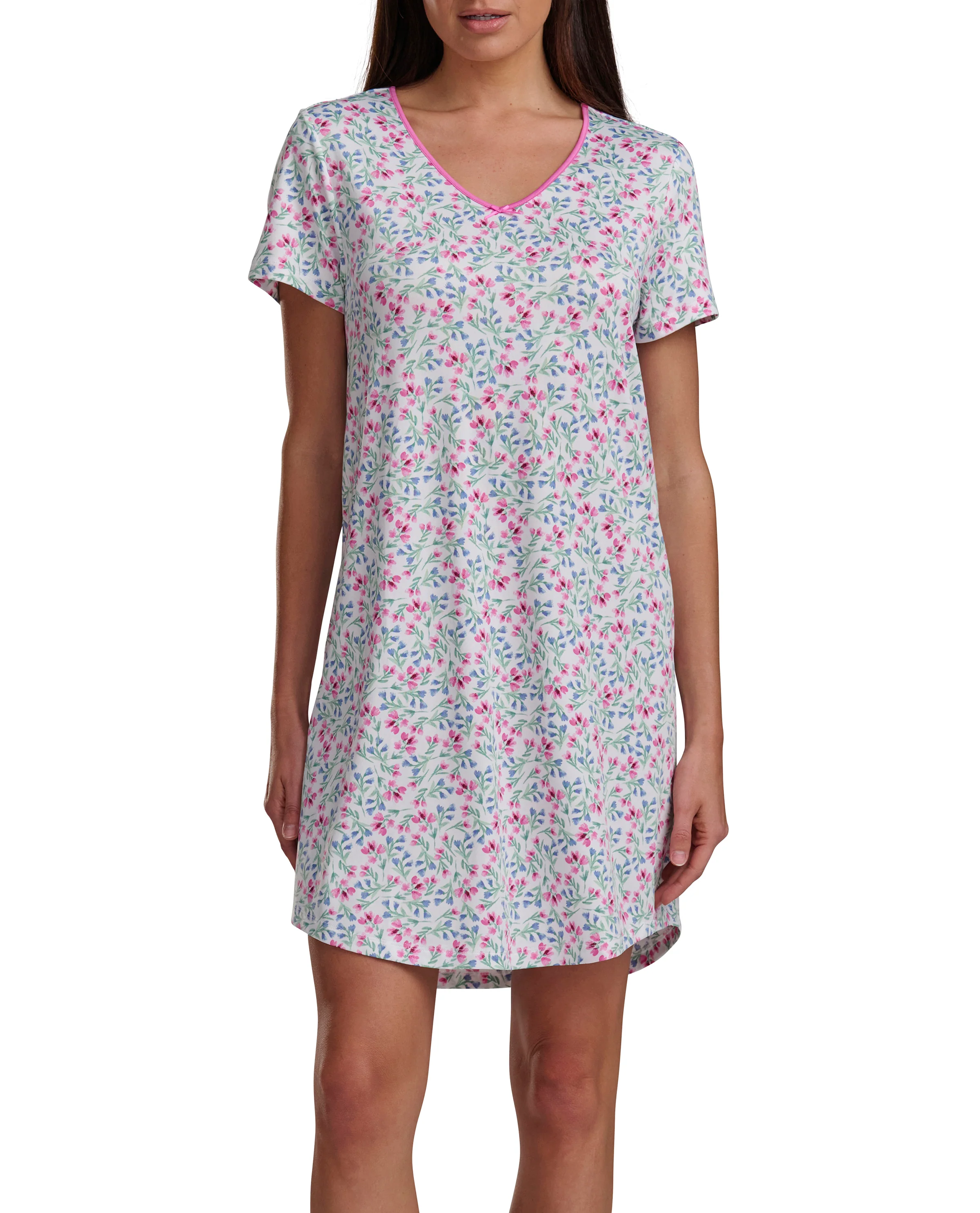 Karen Neuburger Short Sleeve Sheer Bow Sleepdress - Image 5