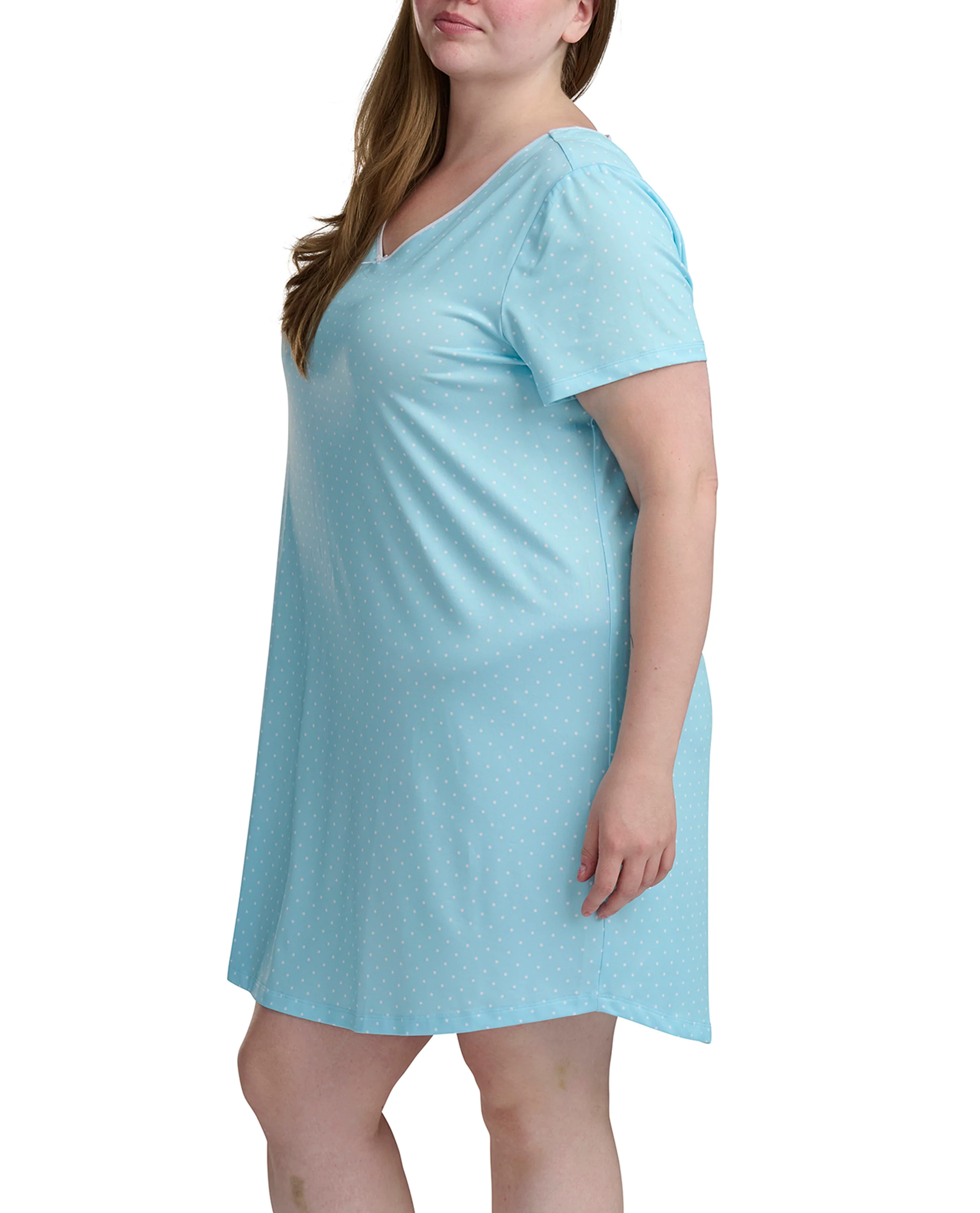 Karen Neuburger Short Sleeve Sheer Bow Sleepdress Blue - Image 3