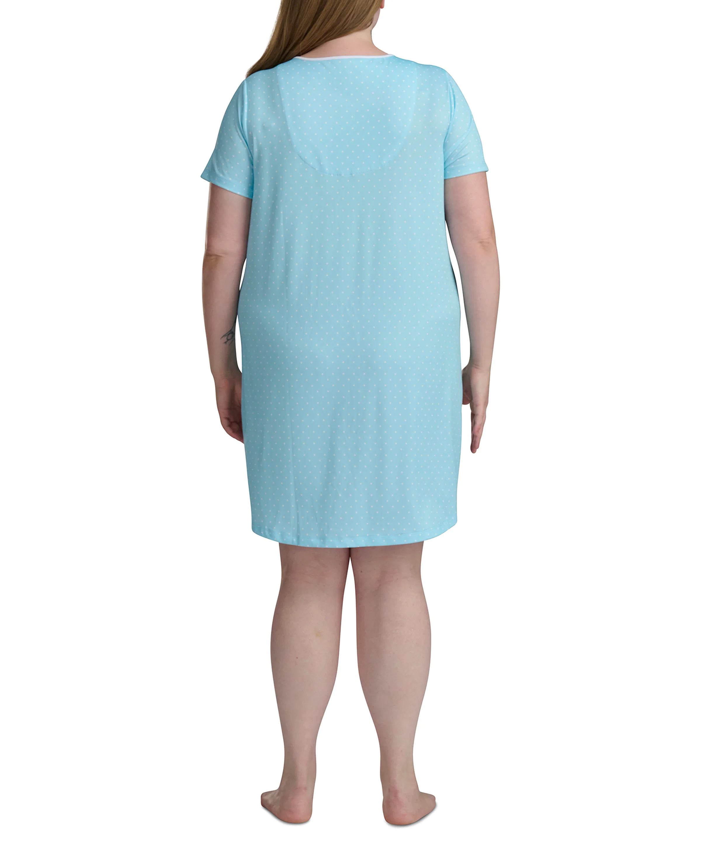 Karen Neuburger Short Sleeve Sheer Bow Sleepdress Blue - Image 5