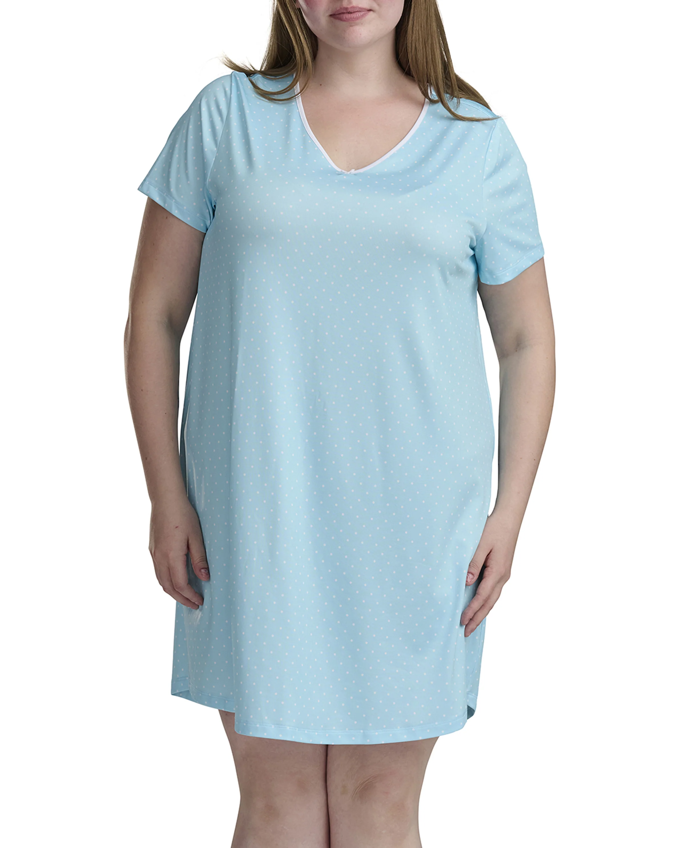 Karen Neuburger Short Sleeve Sheer Bow Sleepdress Blue - Image 6