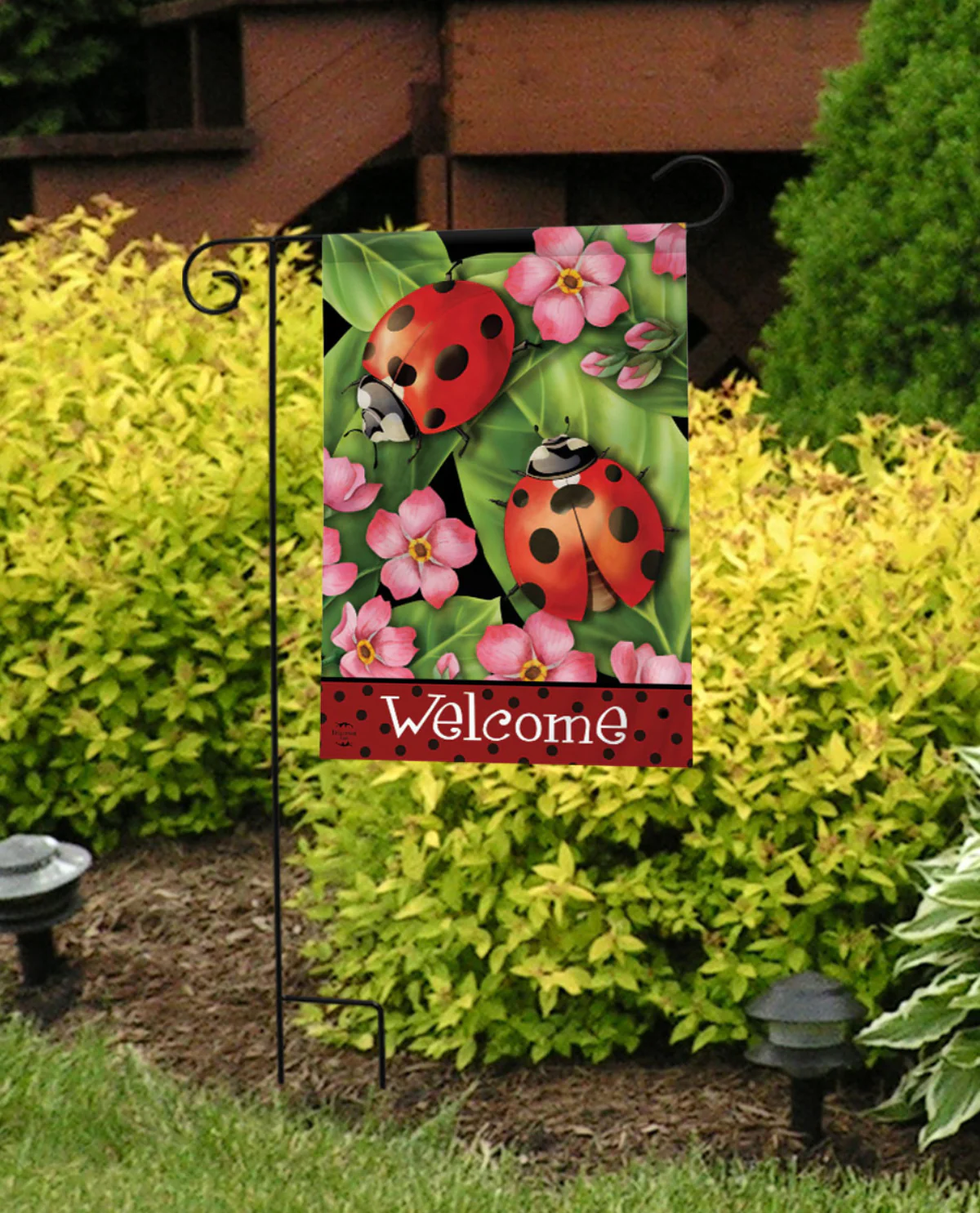 Ladybugs On Leaves Garden Flag - Image 2