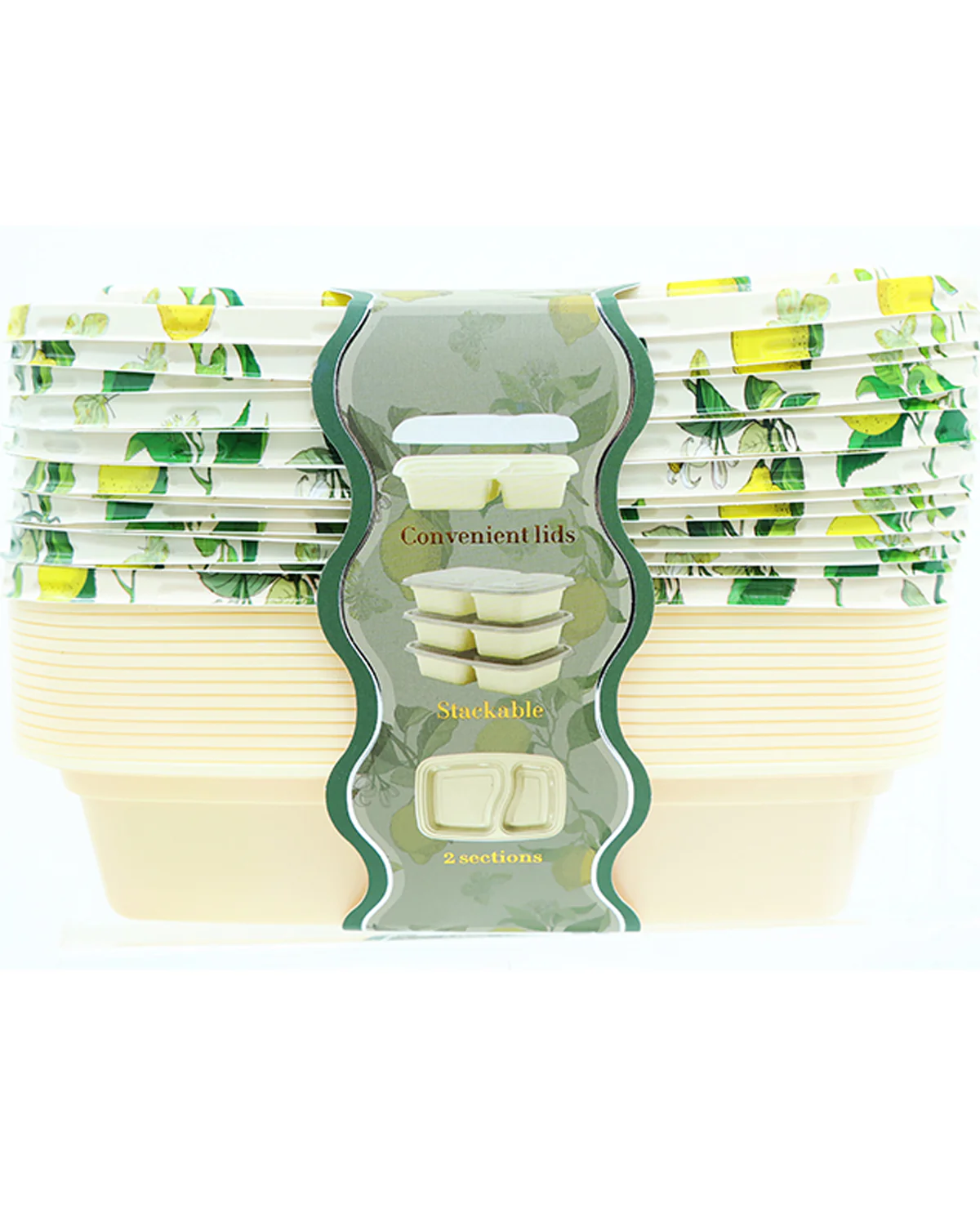 30Pc. Lemons 2-Section Rectangle Meal Prep Container Set - Image 2