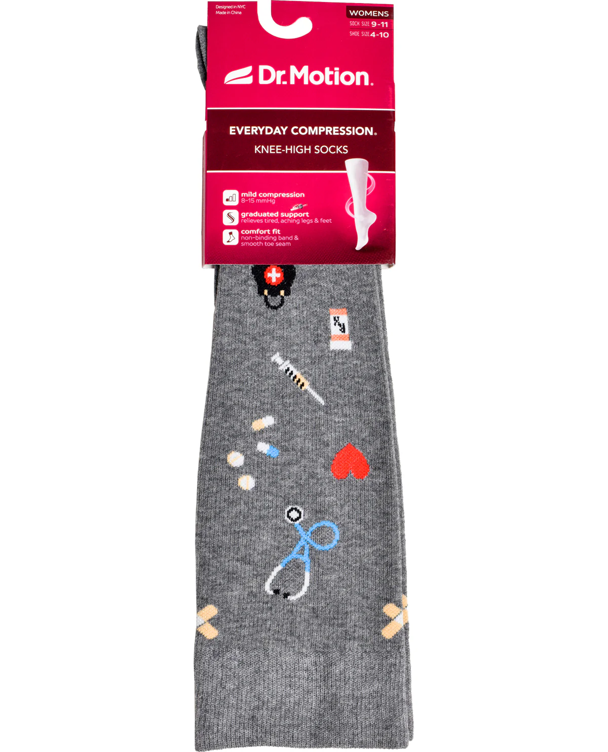 Dr. Motion Medical Icons Knee High Compression Socks Gray - Image 2