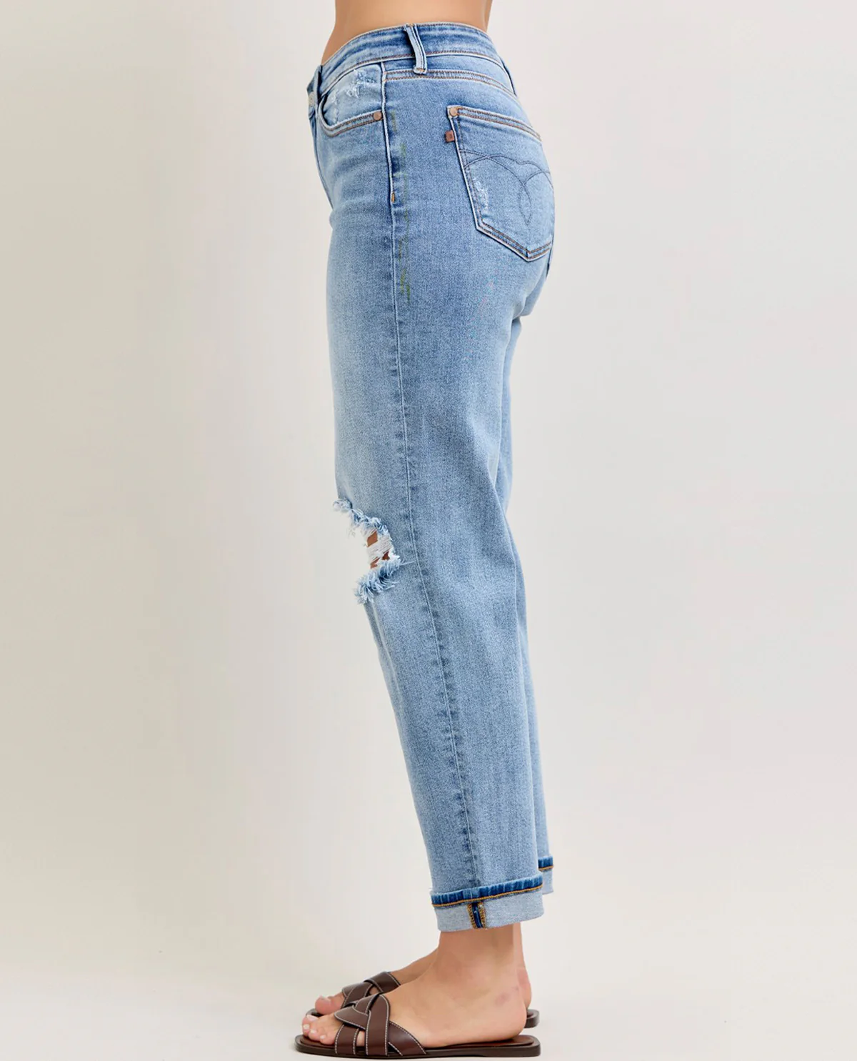 Judy Blue Mr Boyfriend Jeans With Rips In Knees - Image 4