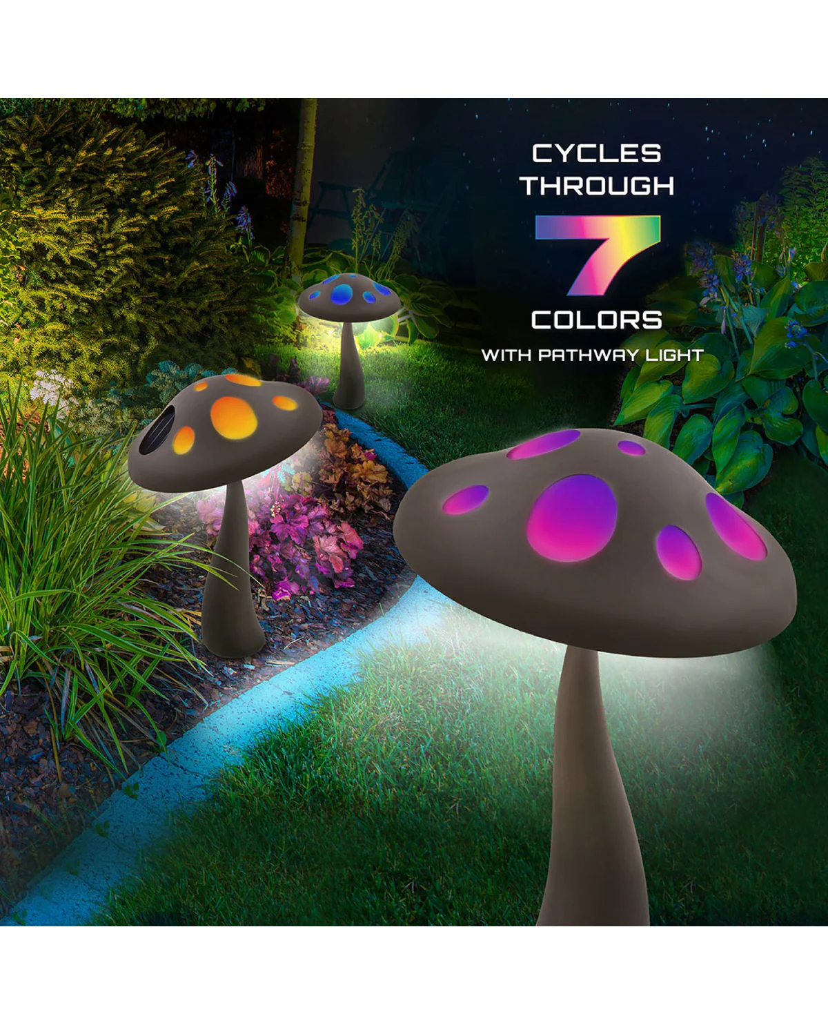 Mushroom Color-Changing Solar Pathway Light - Image 2