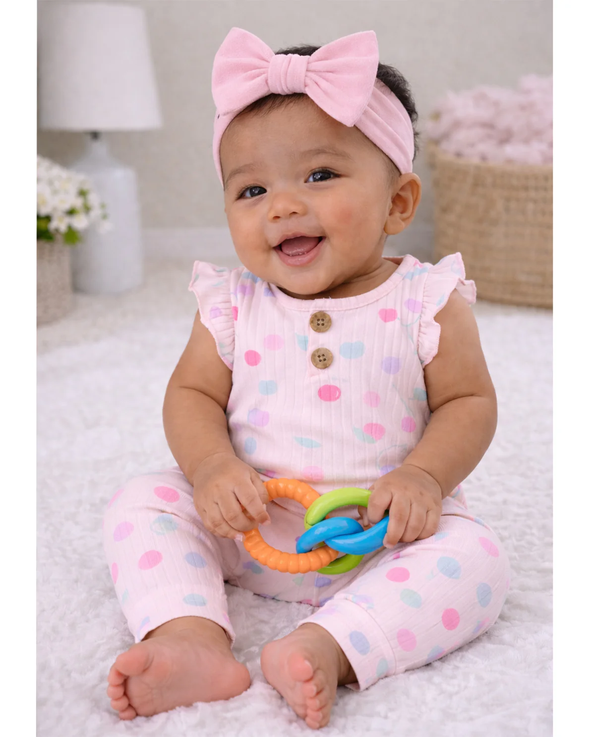 Willow & Whimsy Newborn Girl Knit Coveralls - Image 2