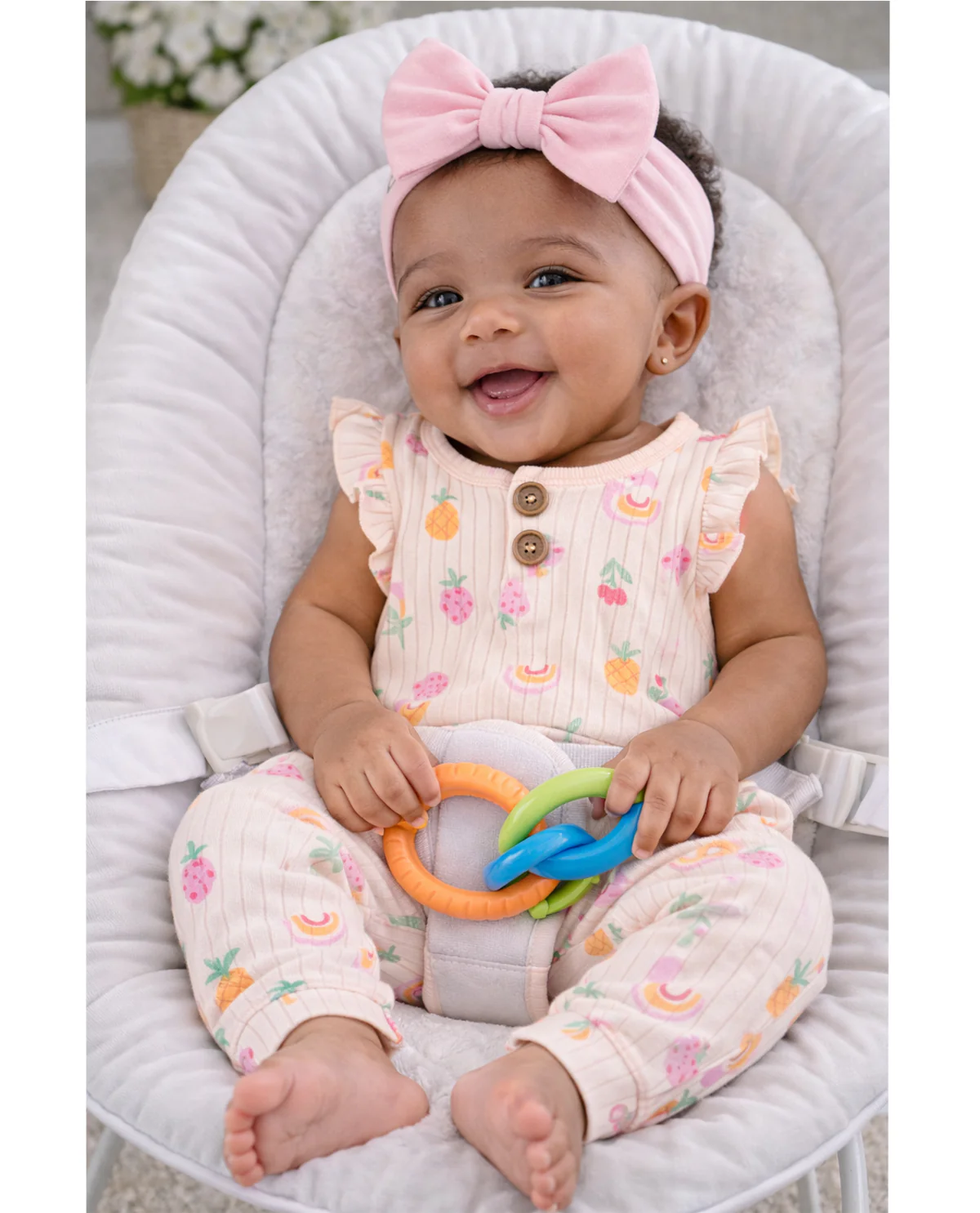 Willow & Whimsy Newborn Girl Knit Coveralls - Image 3