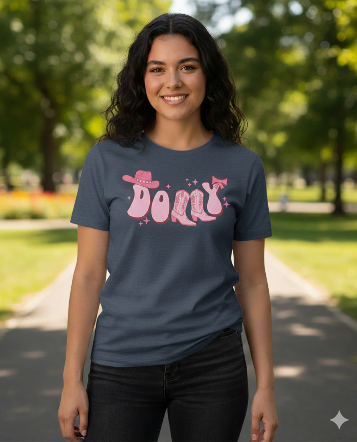 Yall Need Dolly Short Sleeve Screen Tee Navy - Image 2
